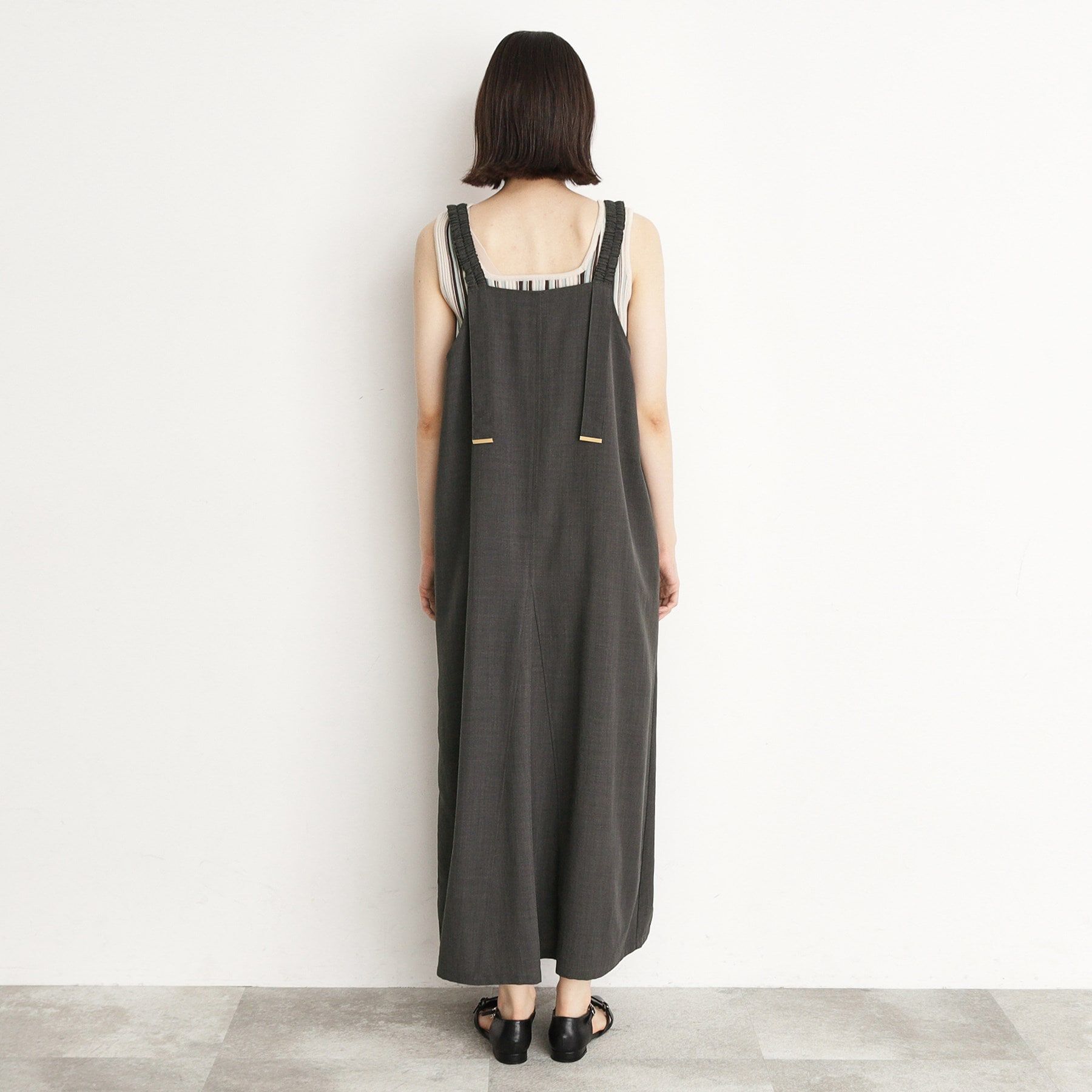 THE SHOP TK「ギャザーストラップ麻調ワンピース」|ワンピース|