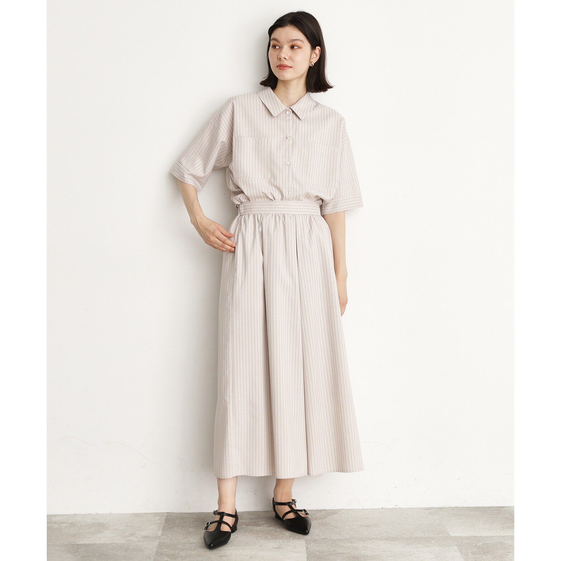 THE SHOP TK「【ワンピ―ス風/スタイルUP】シャツ&times;パンツセットアップ/洗濯機OK」|スーツ|