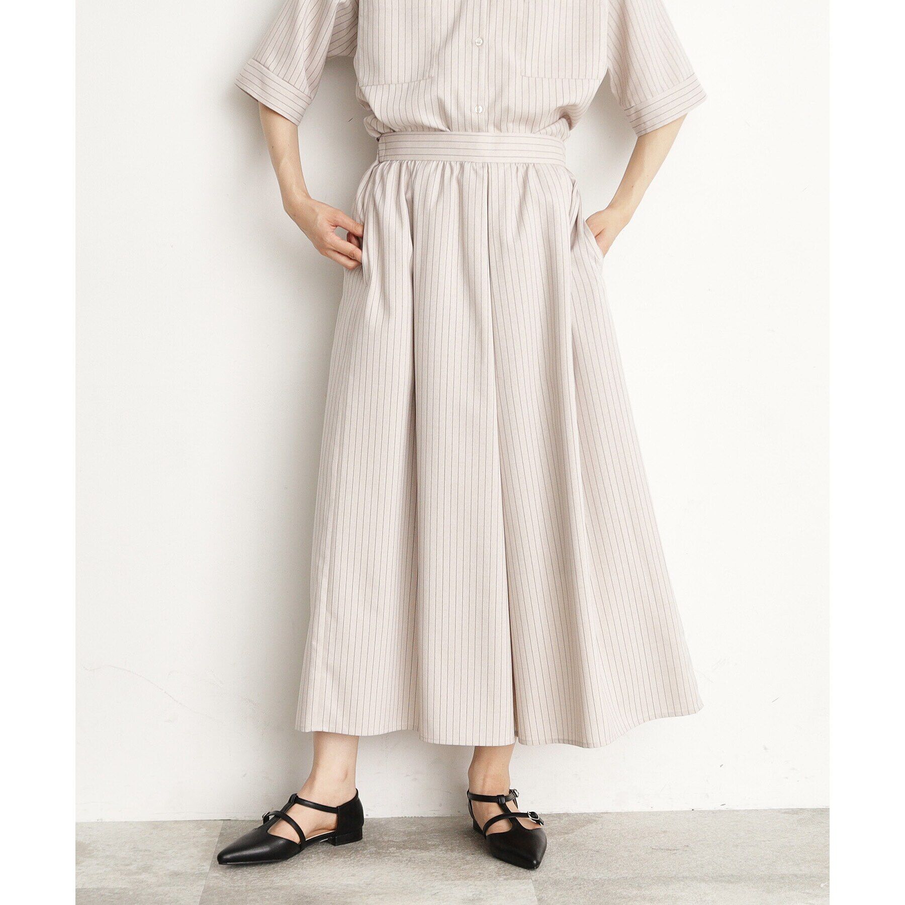 THE SHOP TK「【ワンピ―ス風/スタイルUP】シャツ&times;パンツセットアップ/洗濯機OK」|スーツ|