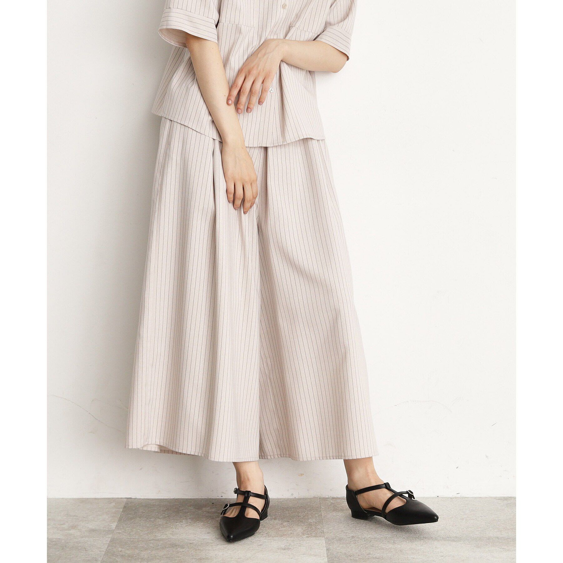 THE SHOP TK「【ワンピ―ス風/スタイルUP】シャツ&times;パンツセットアップ/洗濯機OK」|スーツ|