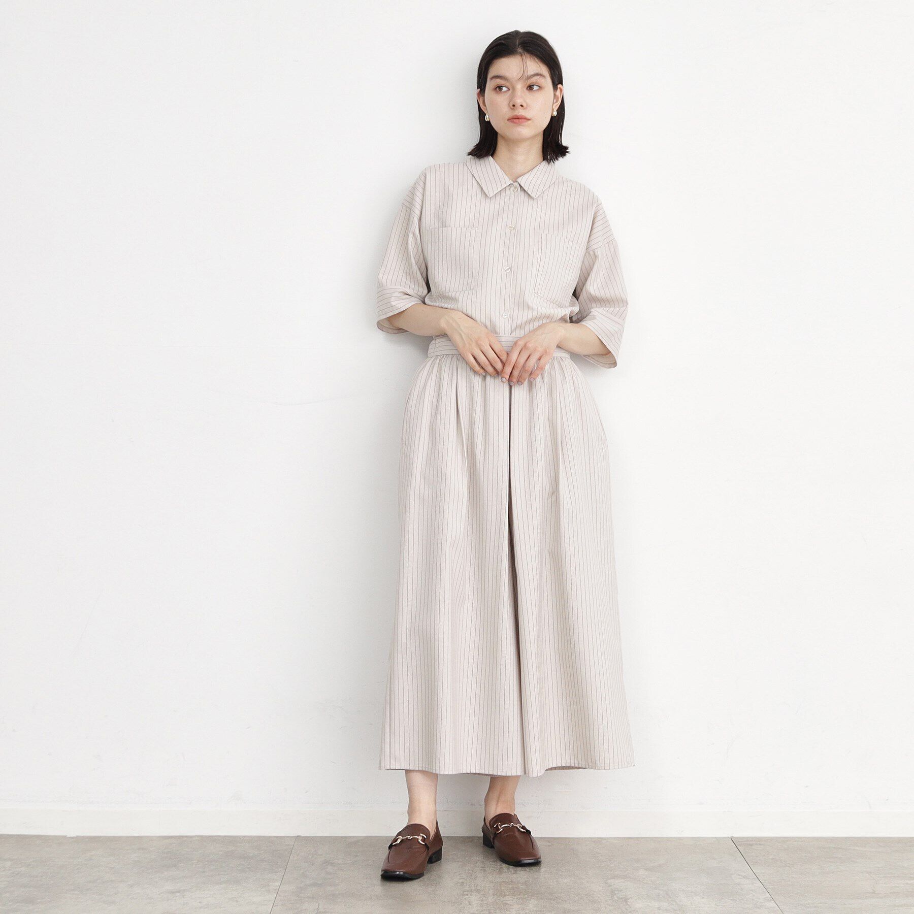 THE SHOP TK「【ワンピ―ス風/スタイルUP】シャツ&times;パンツセットアップ/洗濯機OK」|スーツ|