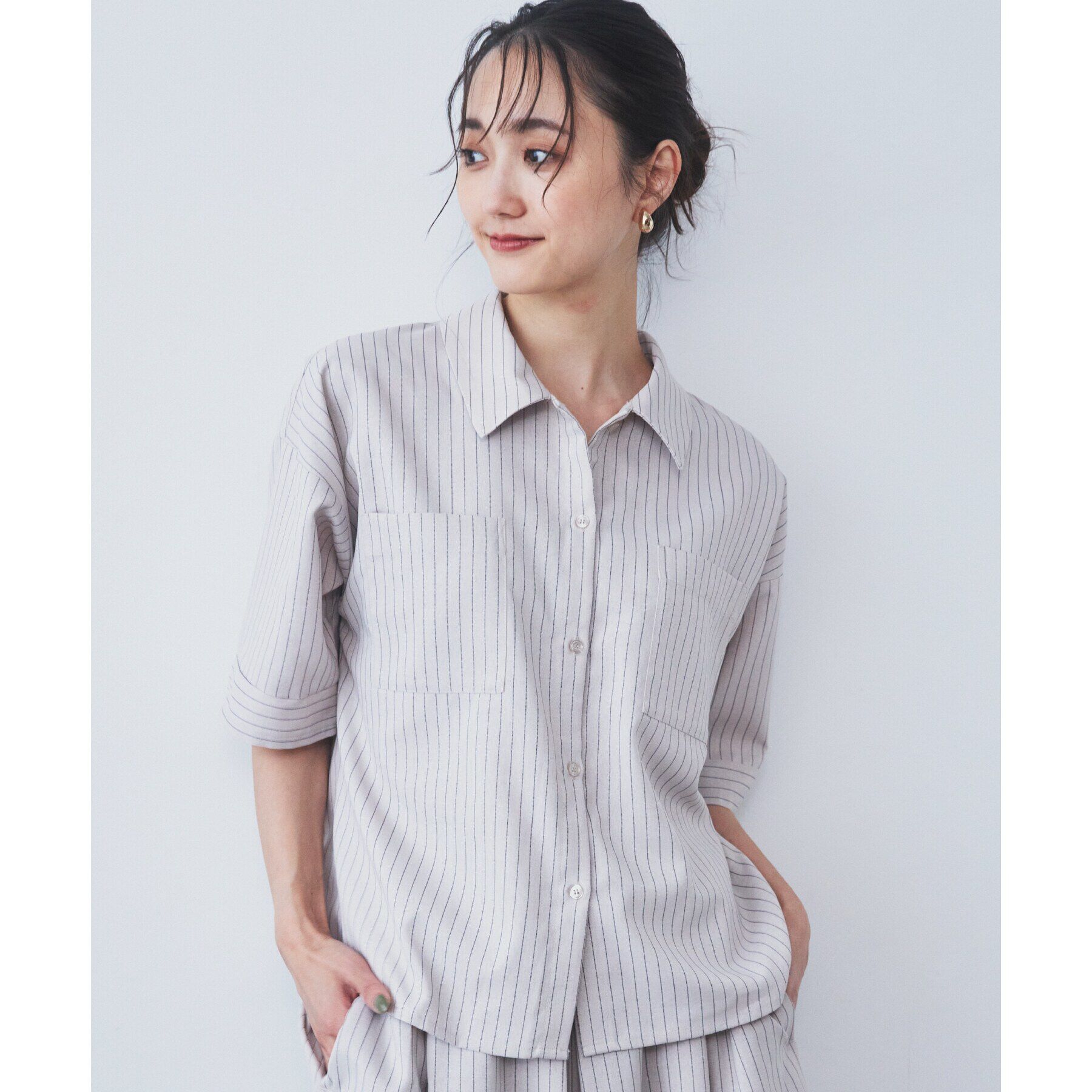 THE SHOP TK「【ワンピ―ス風/スタイルUP】シャツ&times;パンツセットアップ/洗濯機OK」|スーツ|