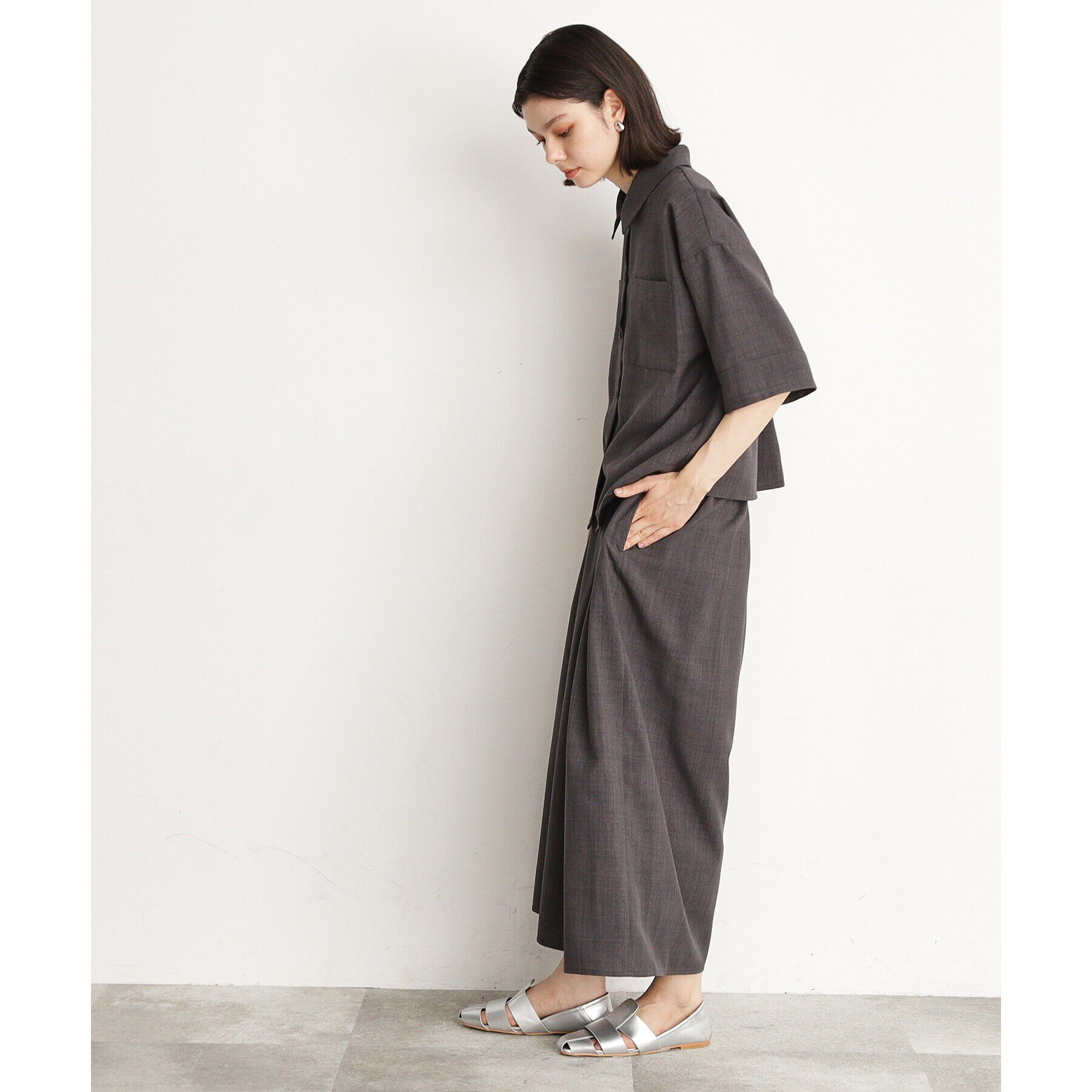 THE SHOP TK「【ワンピ―ス風/スタイルUP】シャツ&times;パンツセットアップ/洗濯機OK」|スーツ|