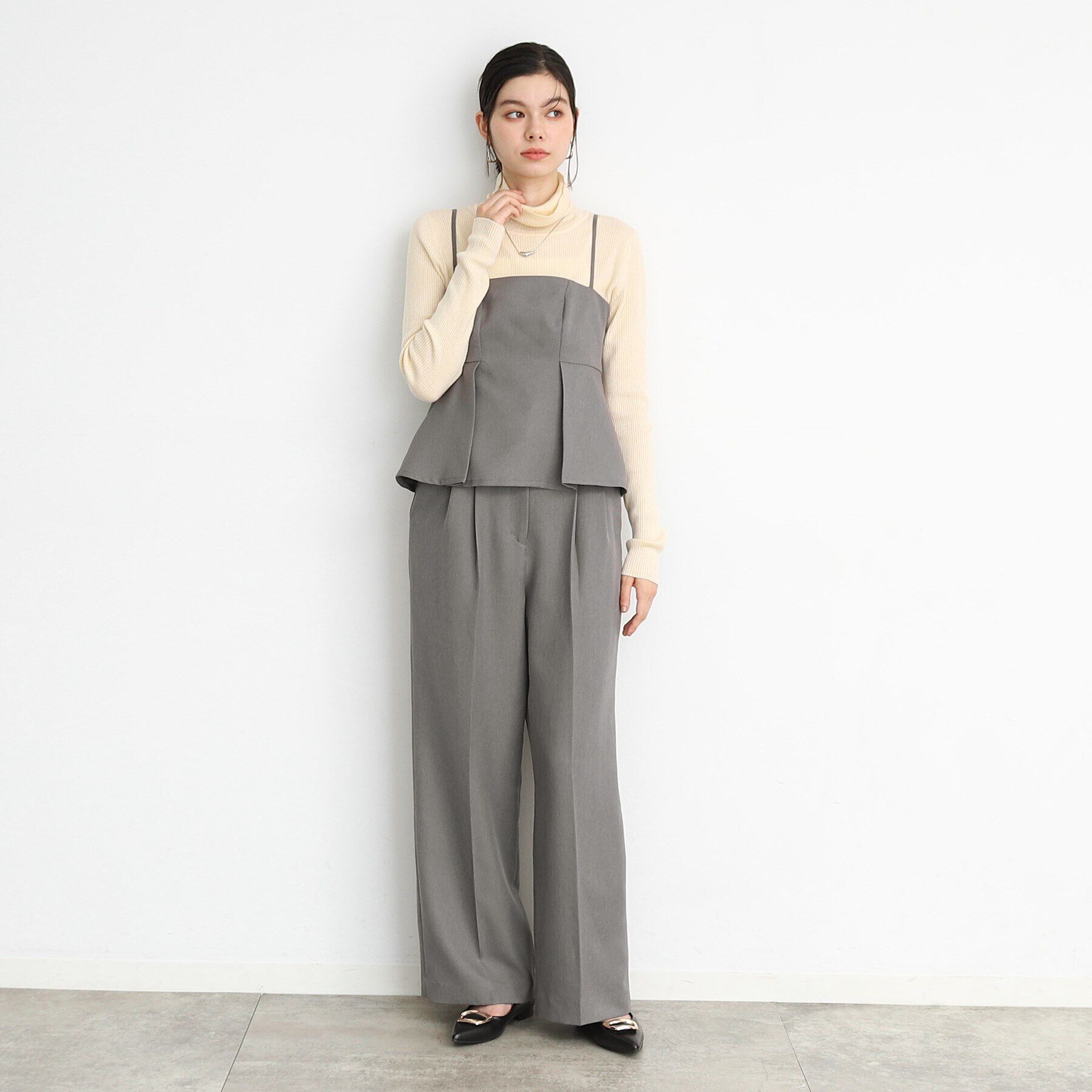 THE SHOP TK「【セットアップ可/洗える】パウダリーツイルビスチェ」|キャミソール|