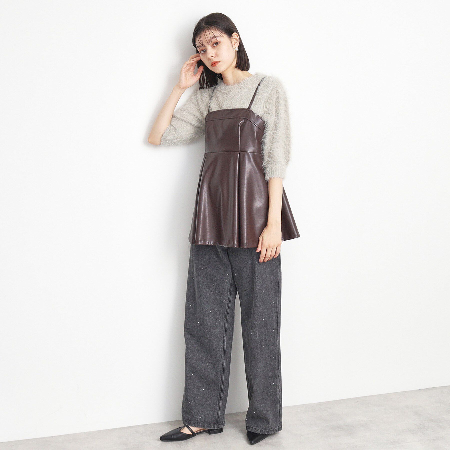 THE SHOP TK「【ヒルナンデス！で紹介】合皮ビスチェ」|キャミソール|