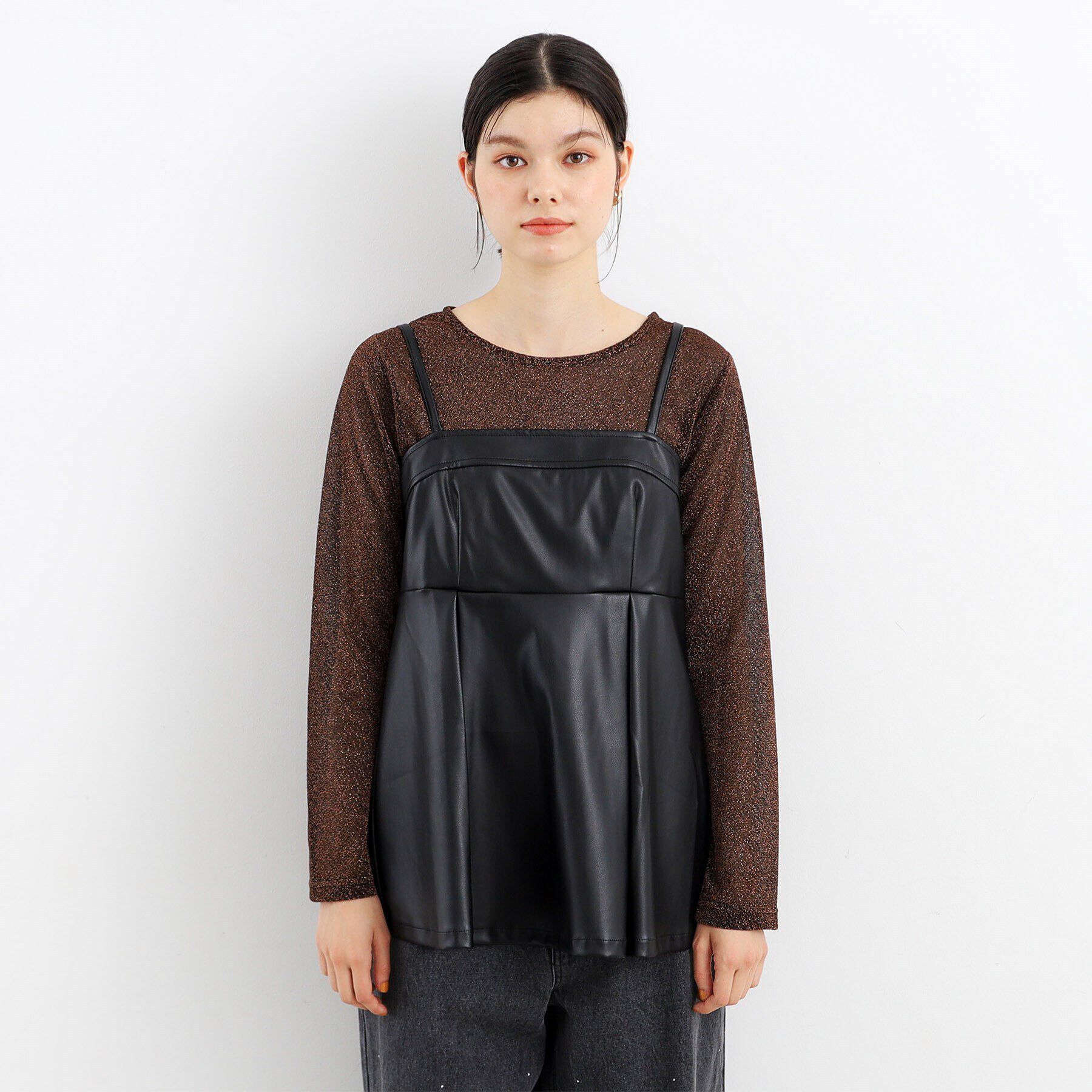 THE SHOP TK「【ヒルナンデス！で紹介】合皮ビスチェ」|キャミソール|