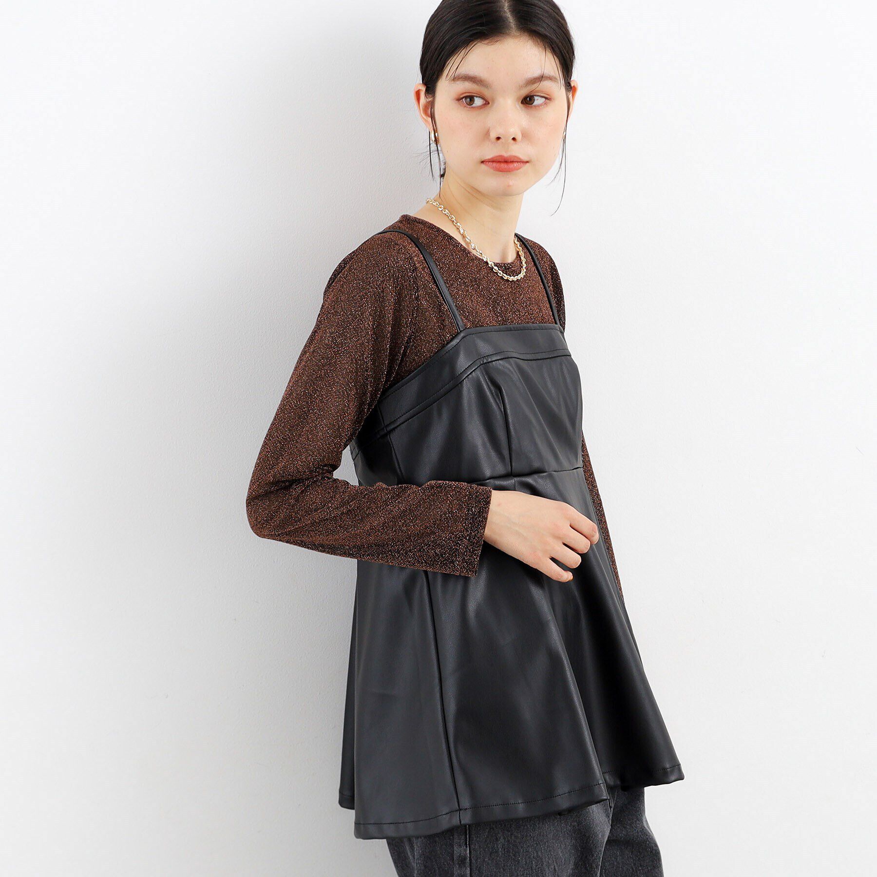 THE SHOP TK「【ヒルナンデス！で紹介】合皮ビスチェ」|キャミソール|