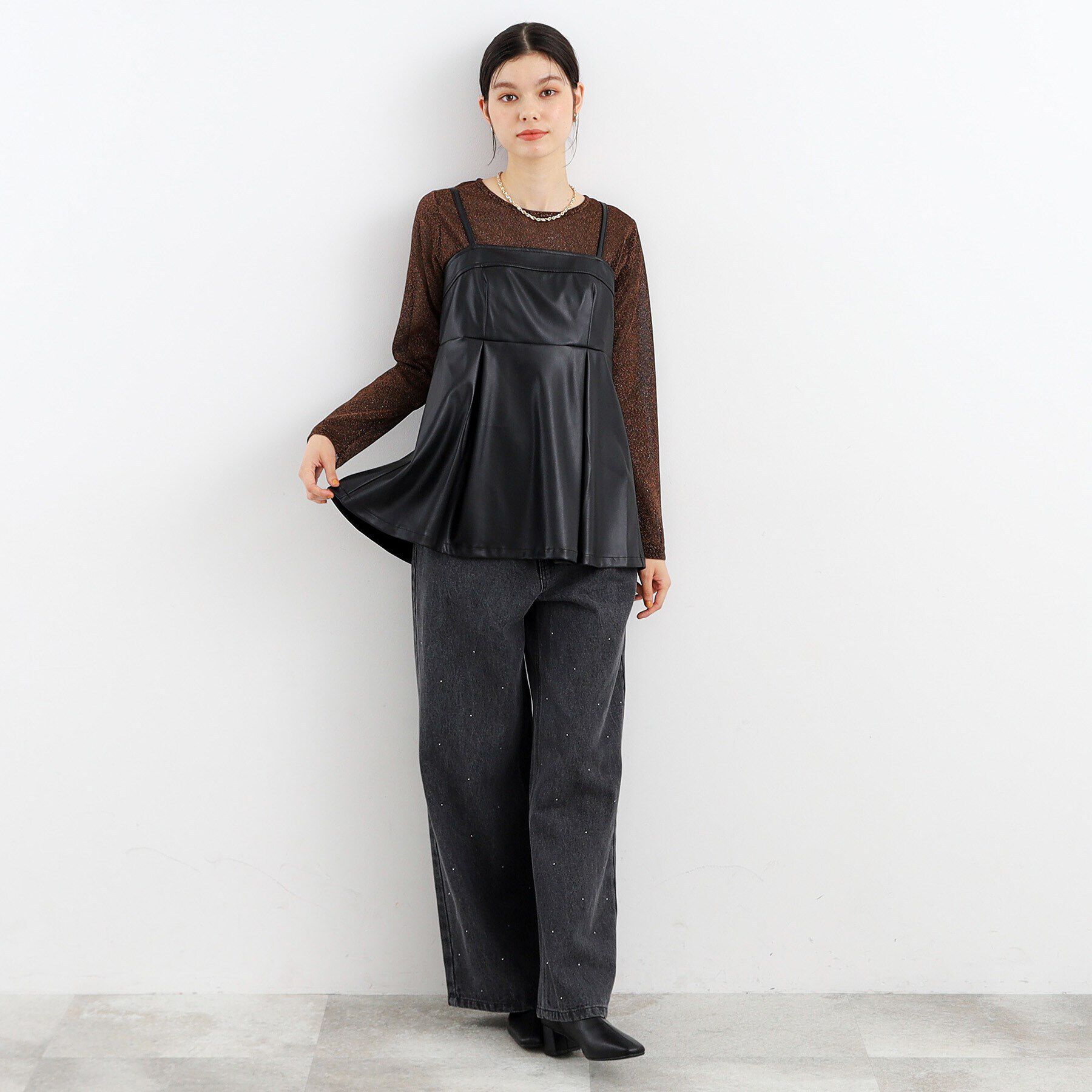 THE SHOP TK「【ヒルナンデス！で紹介】合皮ビスチェ」|キャミソール|