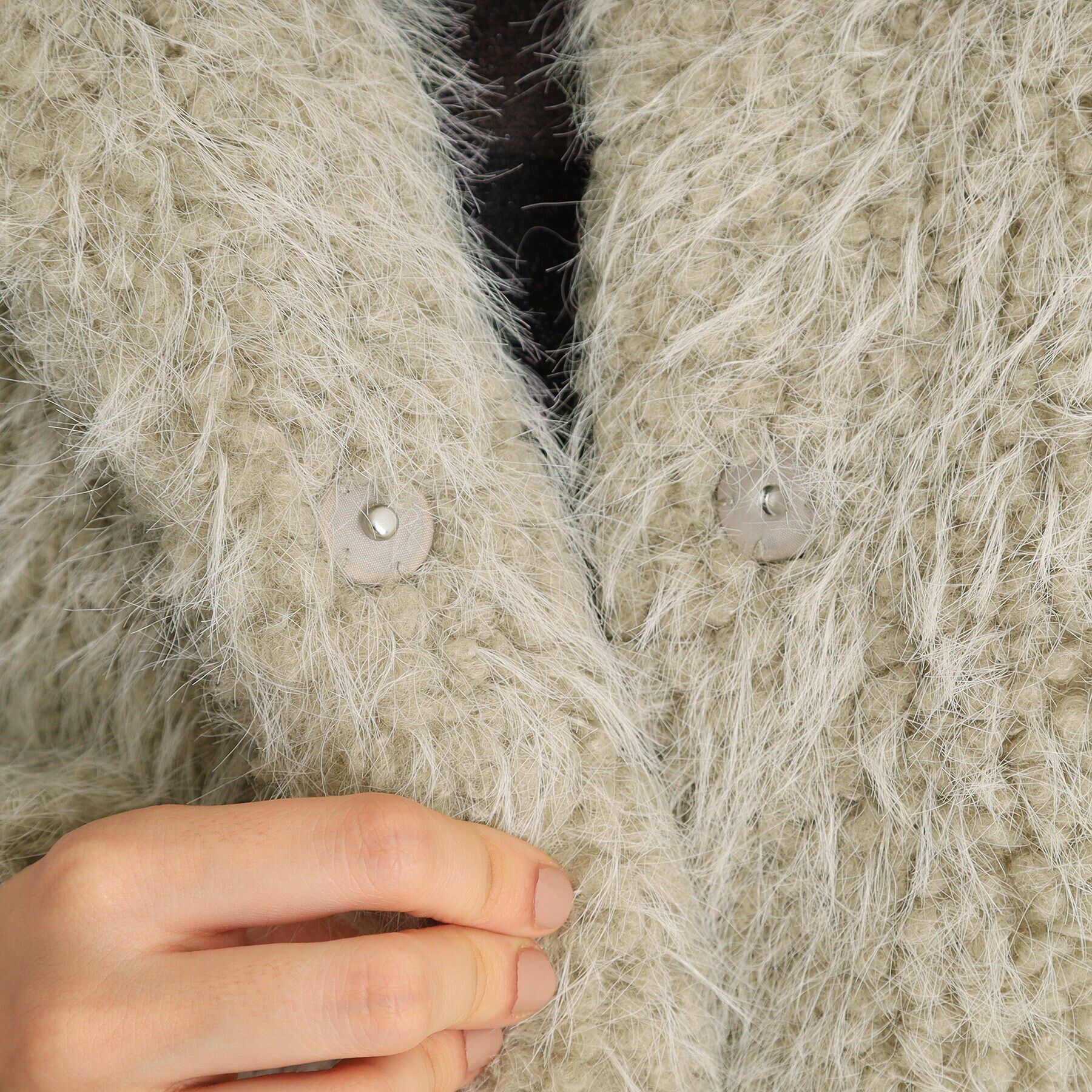 THE SHOP TK「ボアファーノーカラージャケット」|ノーカラーコート|