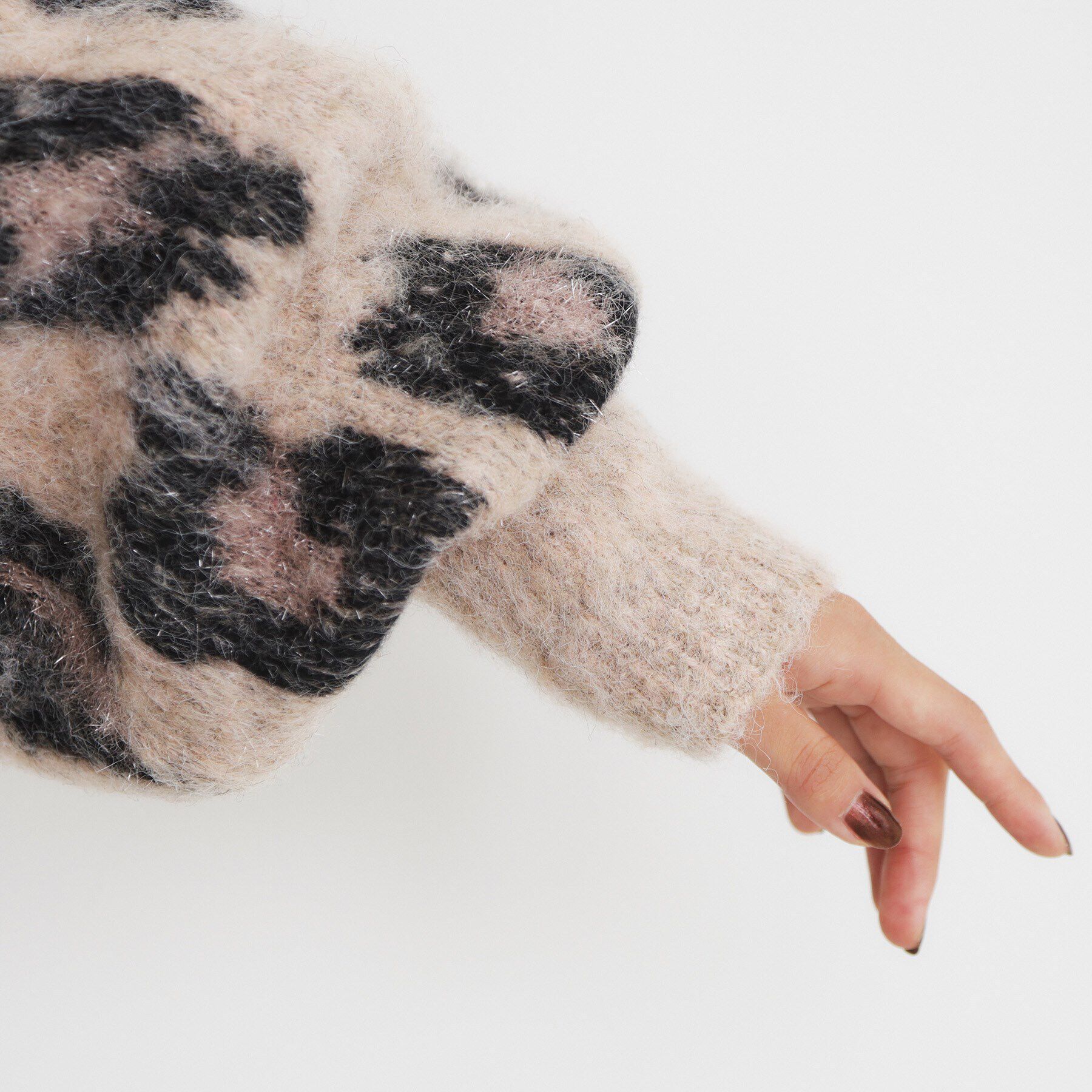 THE SHOP TK「起毛ヒョウ柄Vネックカーディガン」|カーディガン|