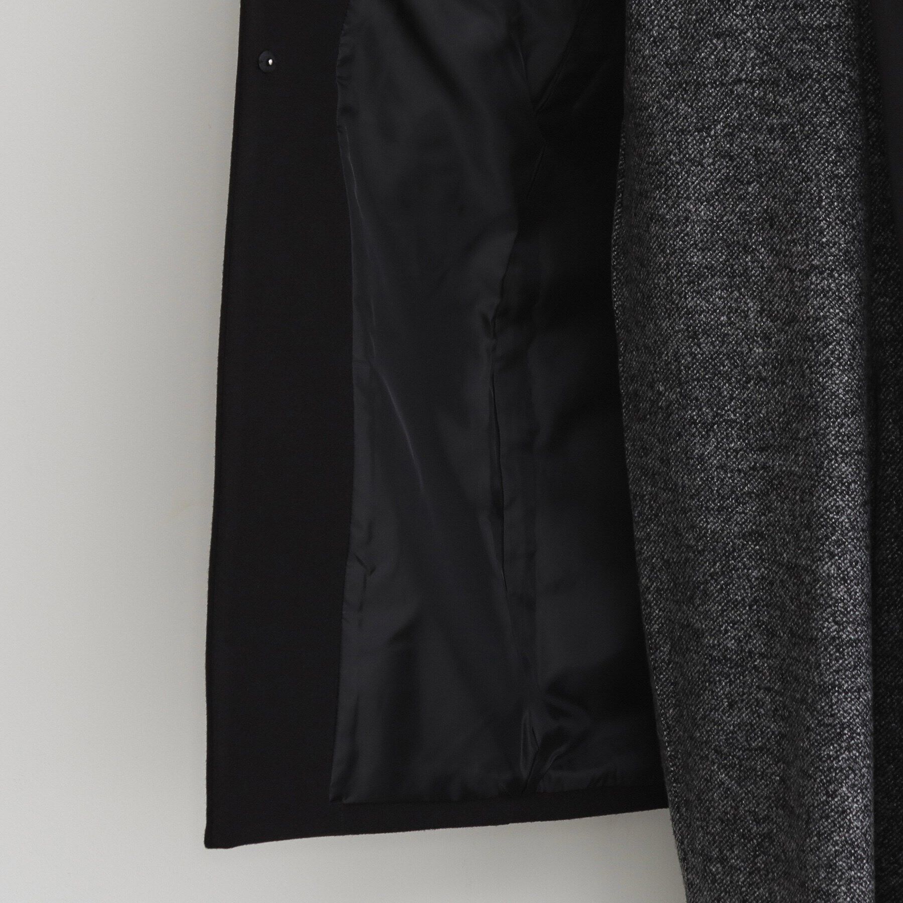 THE SHOP TK「ダブルクロスノーカラーロングコート」|ノーカラーコート|