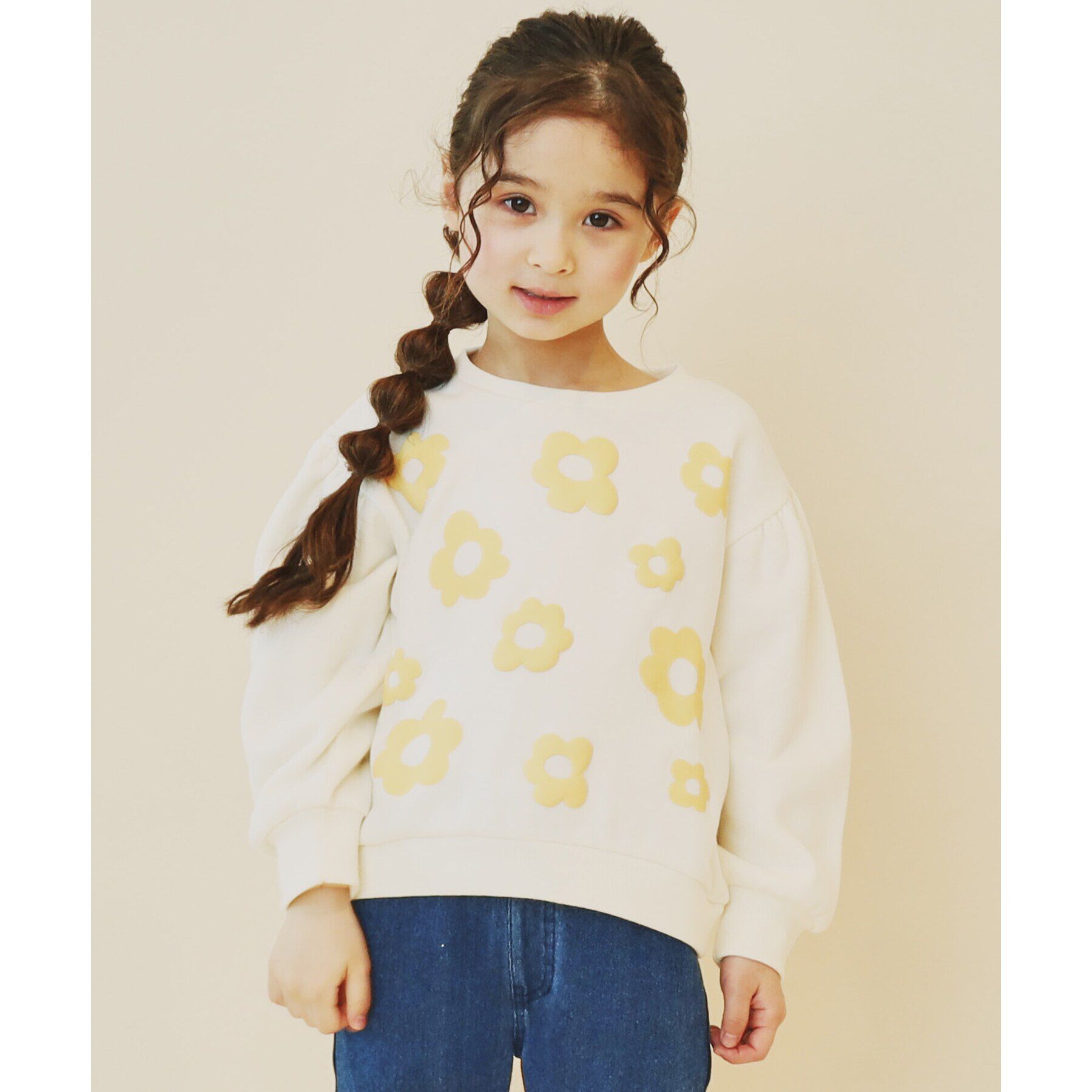 THE SHOP TK「【100－130/裏起毛】フラワー＆ラメロゴプルオーバー」|Tシャツ・カットソー|