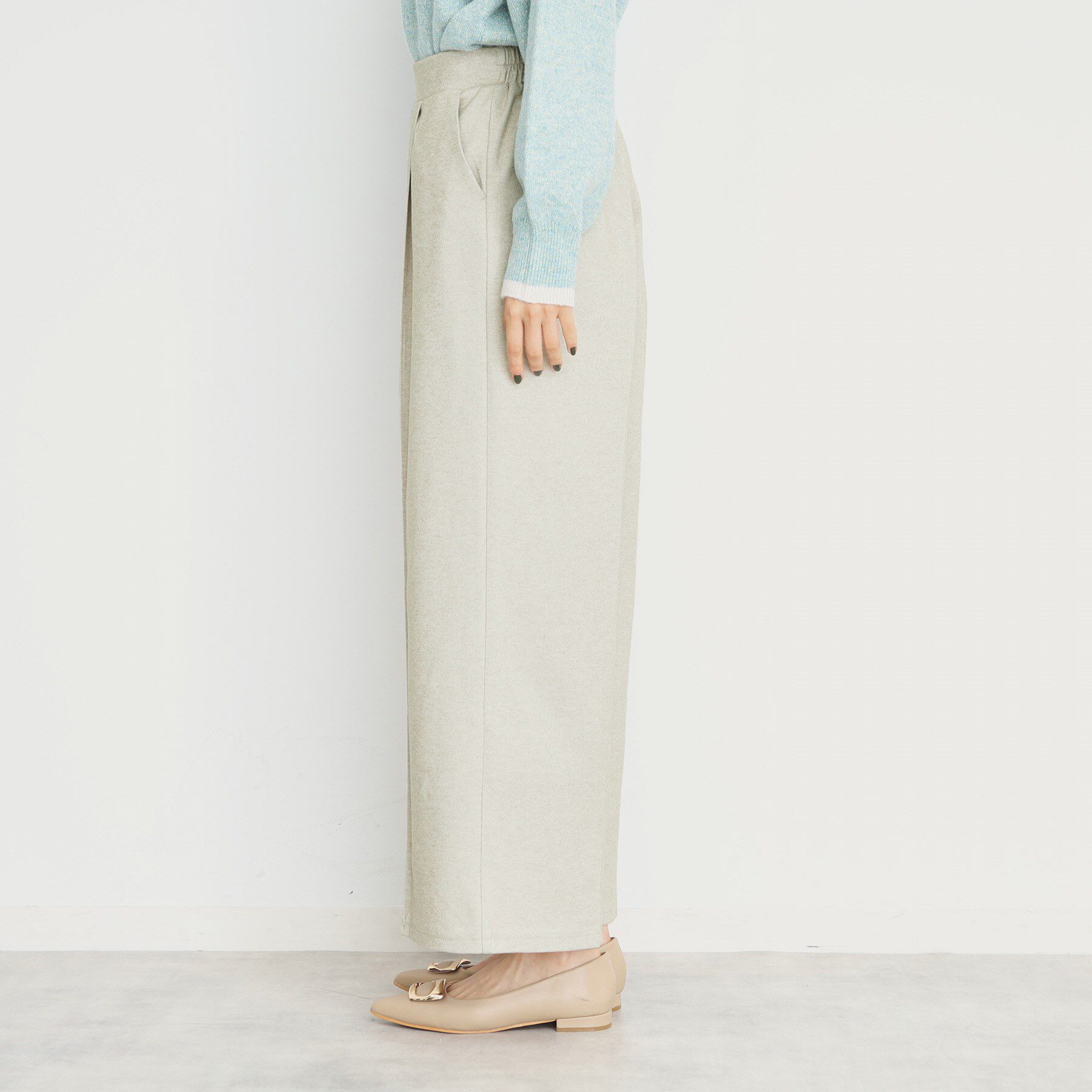 THE SHOP TK「【洗えるパンツ/あったかキレイ】メランジ起毛ワイドパンツ」|その他|