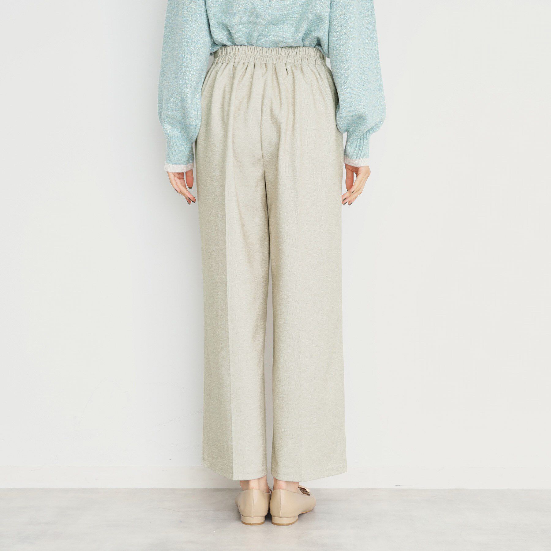 THE SHOP TK「【洗えるパンツ/あったかキレイ】メランジ起毛ワイドパンツ」|その他|