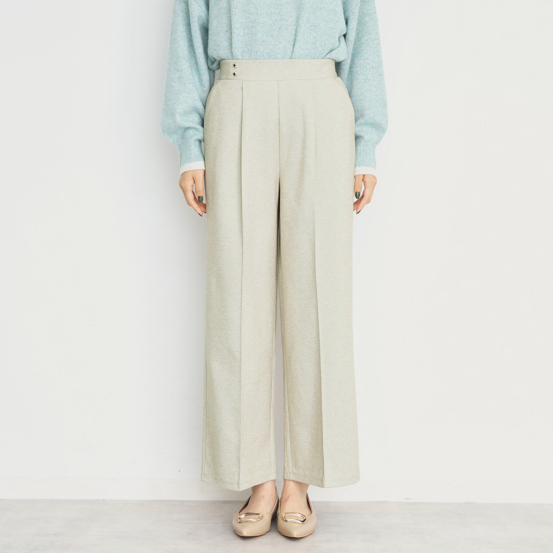 THE SHOP TK「【洗えるパンツ/あったかキレイ】メランジ起毛ワイドパンツ」|その他|