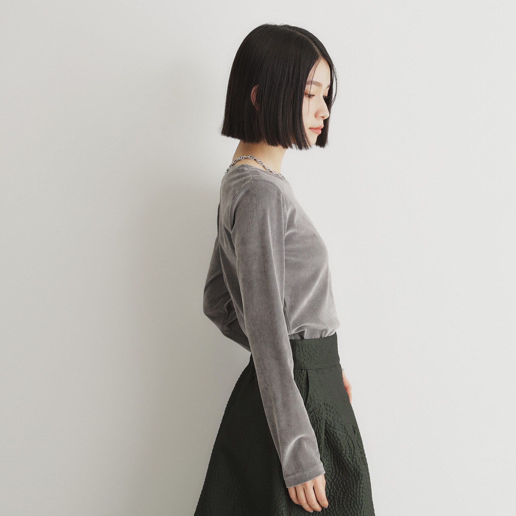 THE SHOP TK「クラッシュベロア長袖【洗える】」|Tシャツ・カットソー|