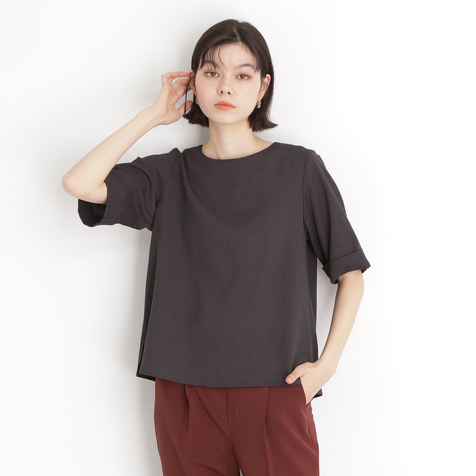 THE SHOP TK「麻調ブラウス【シワになりにくい/洗える】」|シャツ・ブラウス|