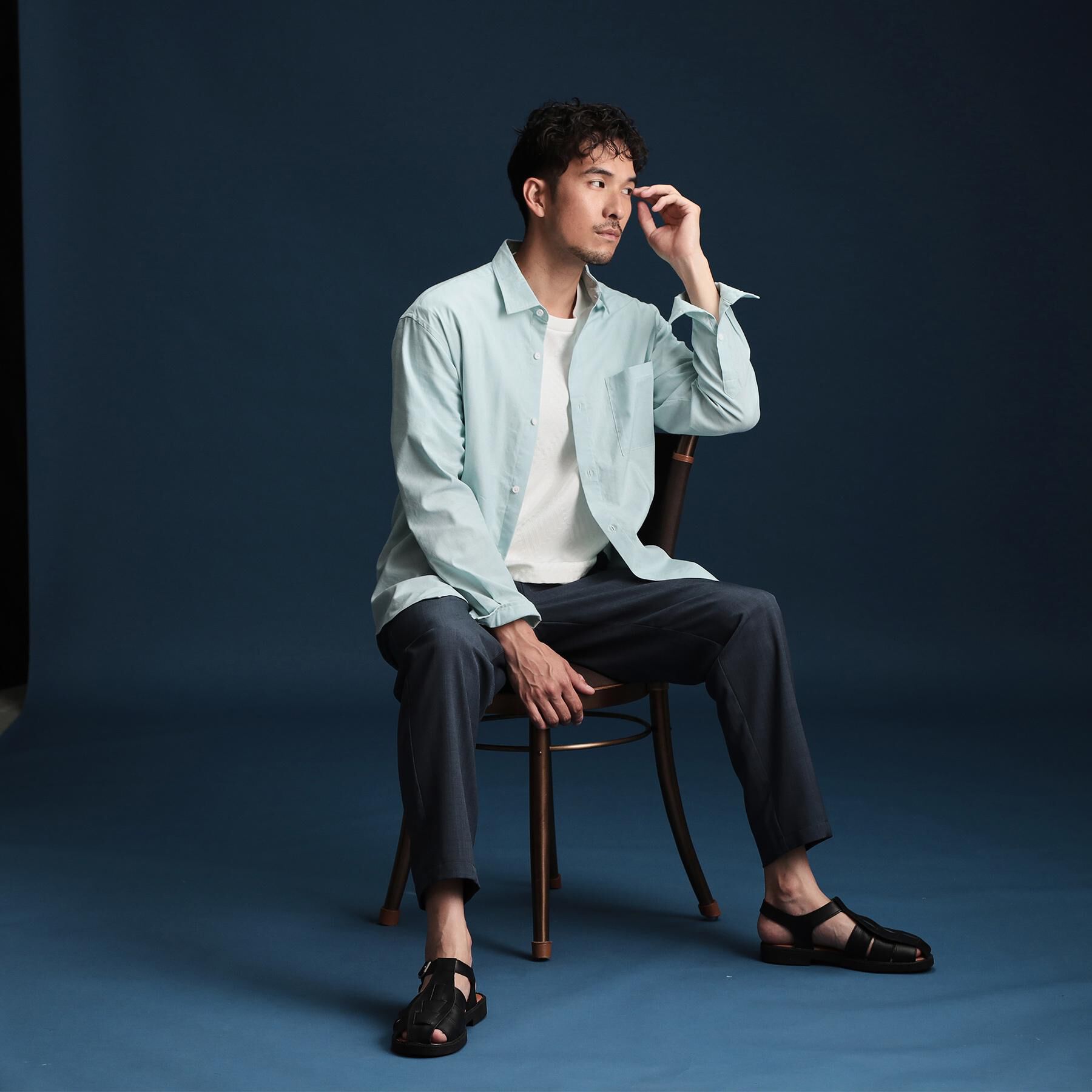 THE SHOP TK「綿麻ポリCOOLMAX（R）長袖シャツ」|シャツ・ブラウス|