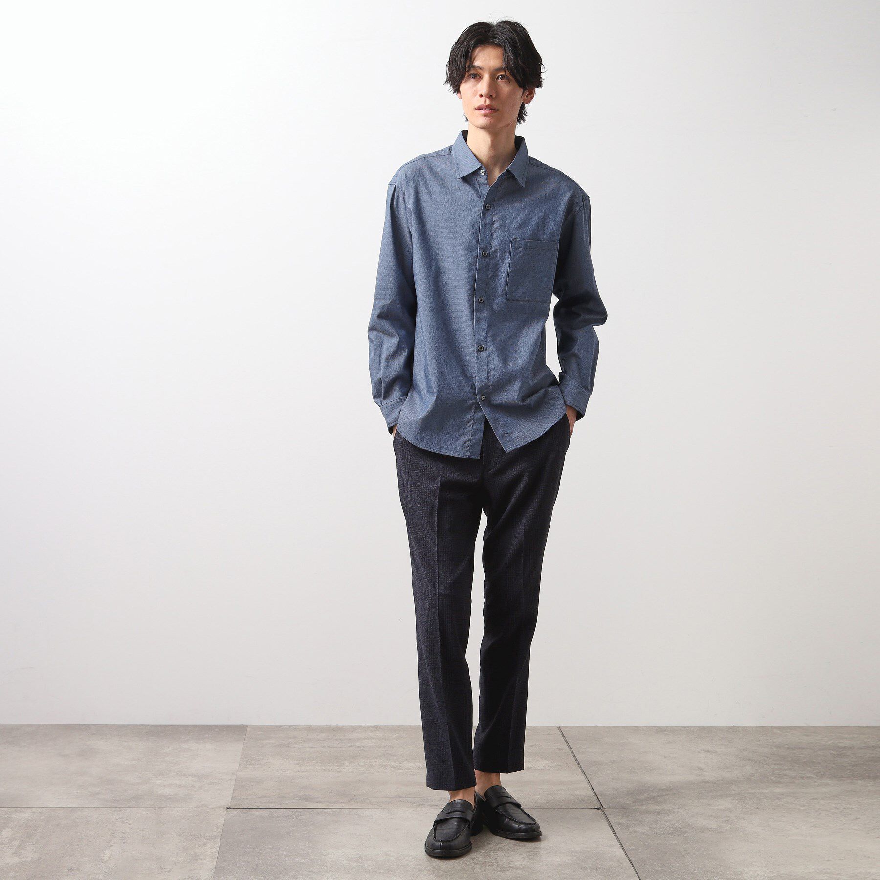 THE SHOP TK「綿麻ポリCOOLMAX（R）長袖シャツ」|シャツ・ブラウス|