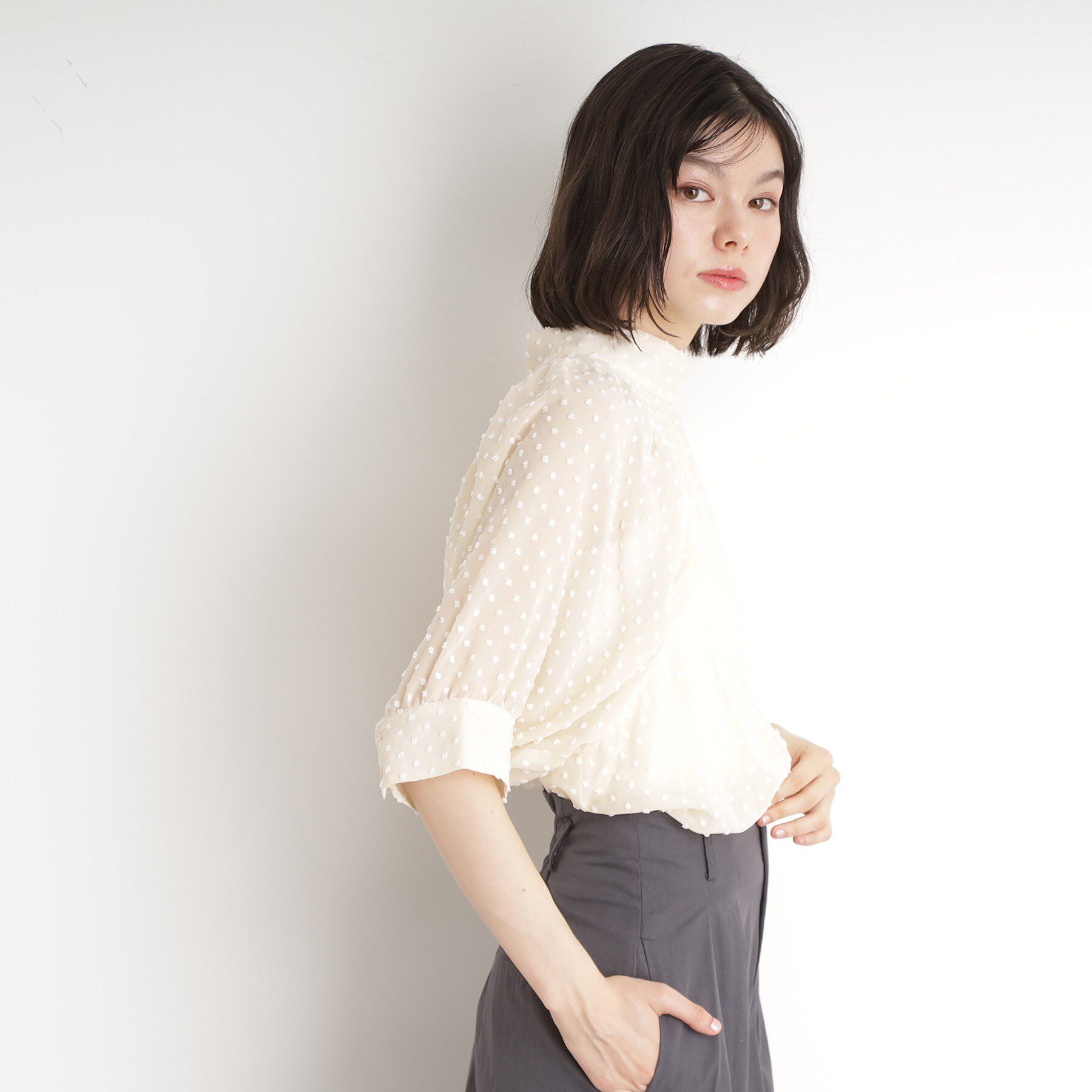 THE SHOP TK「ドットジャカードブラウス【洗える】」|シャツ・ブラウス|