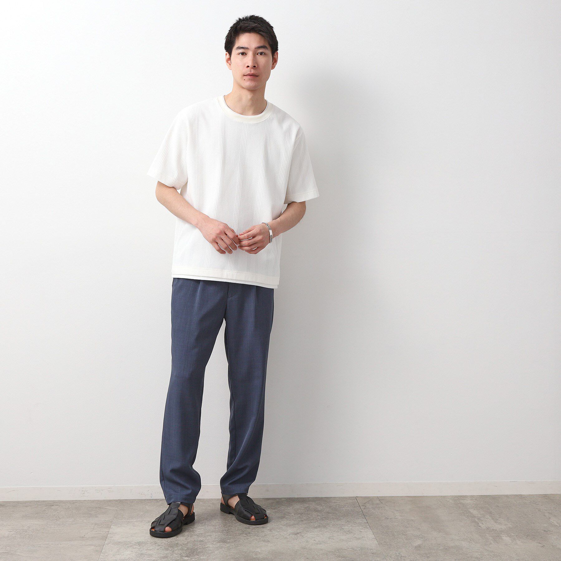 THE SHOP TK「ランダムワッフル半袖Tシャツ 【洗濯機ＯＫ】」|Tシャツ・カットソー|