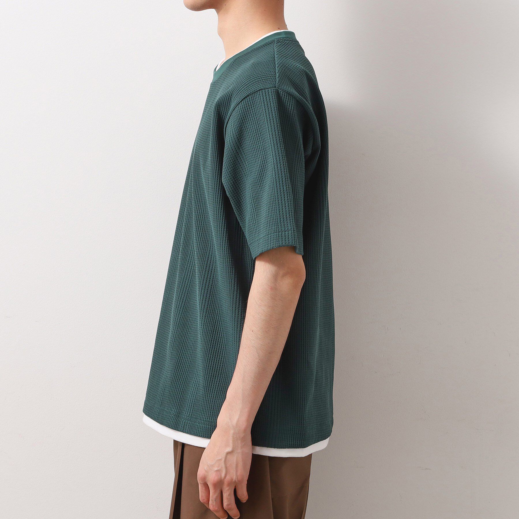 THE SHOP TK「ランダムワッフル半袖Tシャツ 【洗濯機ＯＫ】」|Tシャツ・カットソー|