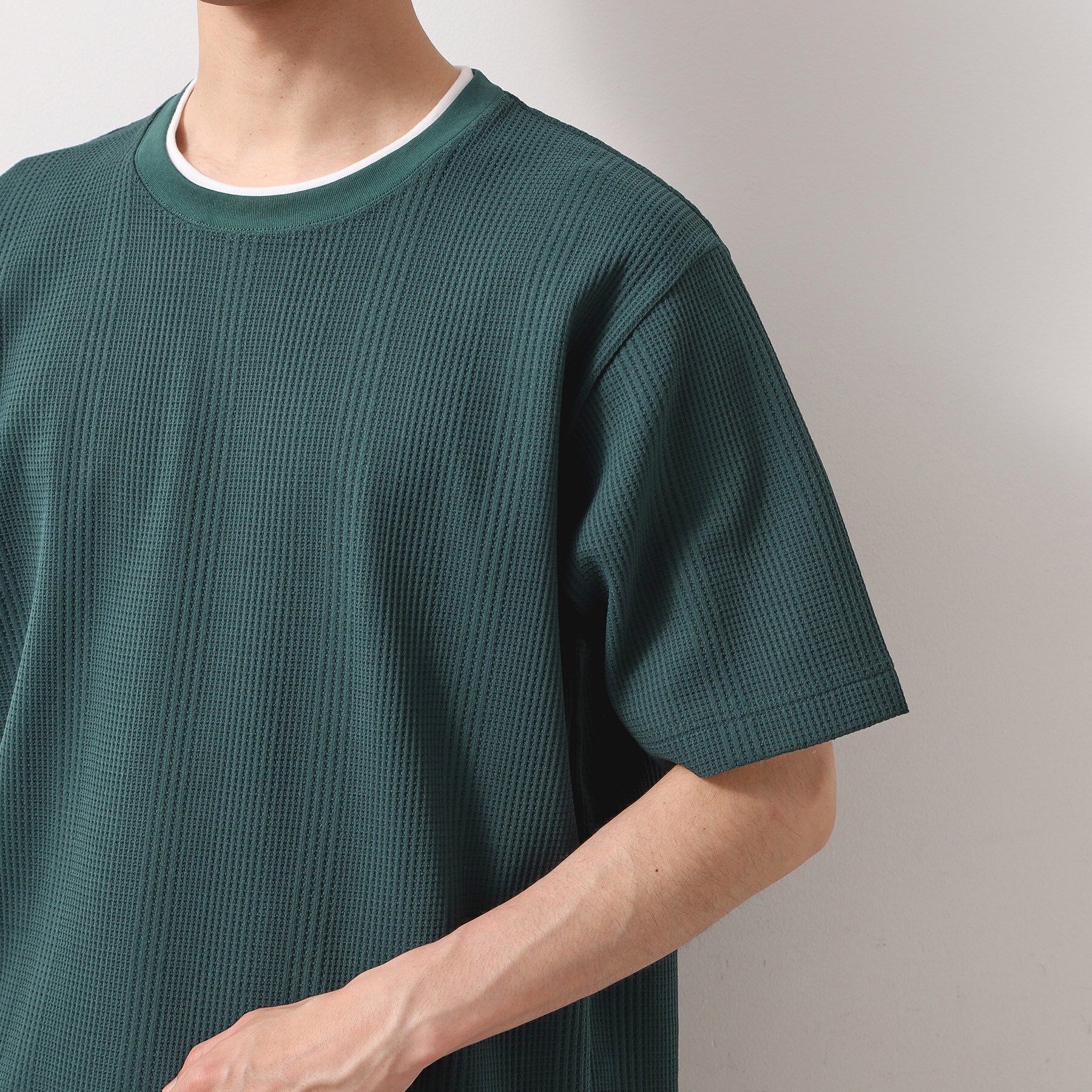 THE SHOP TK「ランダムワッフル半袖Tシャツ 【洗濯機ＯＫ】」|Tシャツ・カットソー|