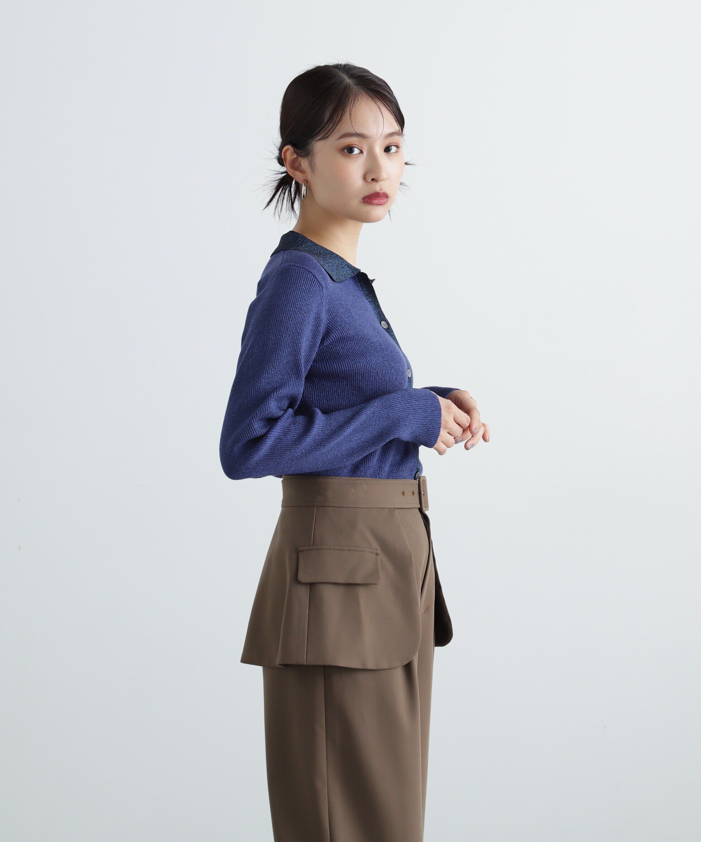  「ラメリブポロニット《レッド：official site・一部店舗限定》」|ニット・セーター|