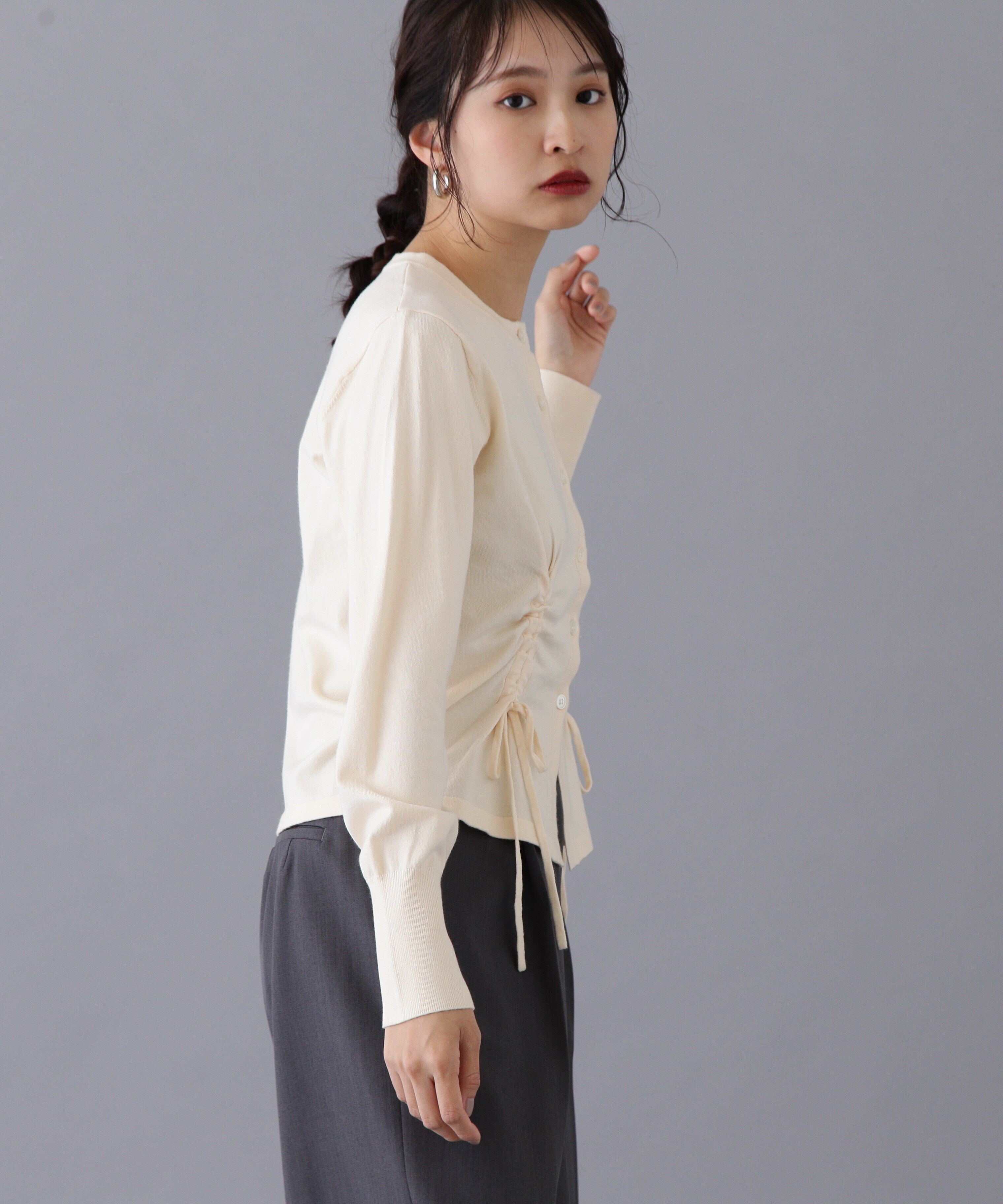  「ドロストリボンニットカーディガン」|ニット・セーター|