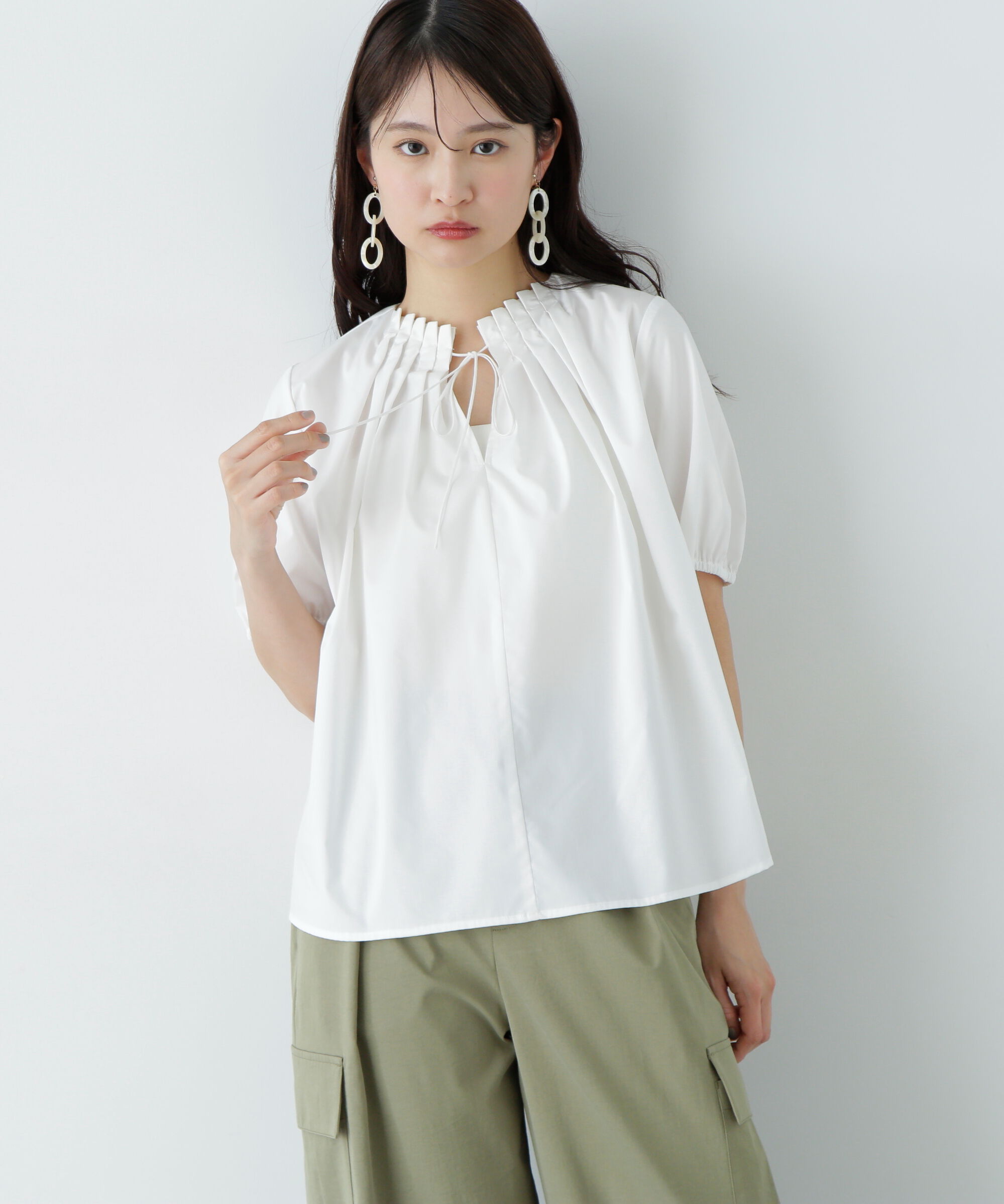  「タックカラーリボンブラウス」|シャツ・ブラウス|