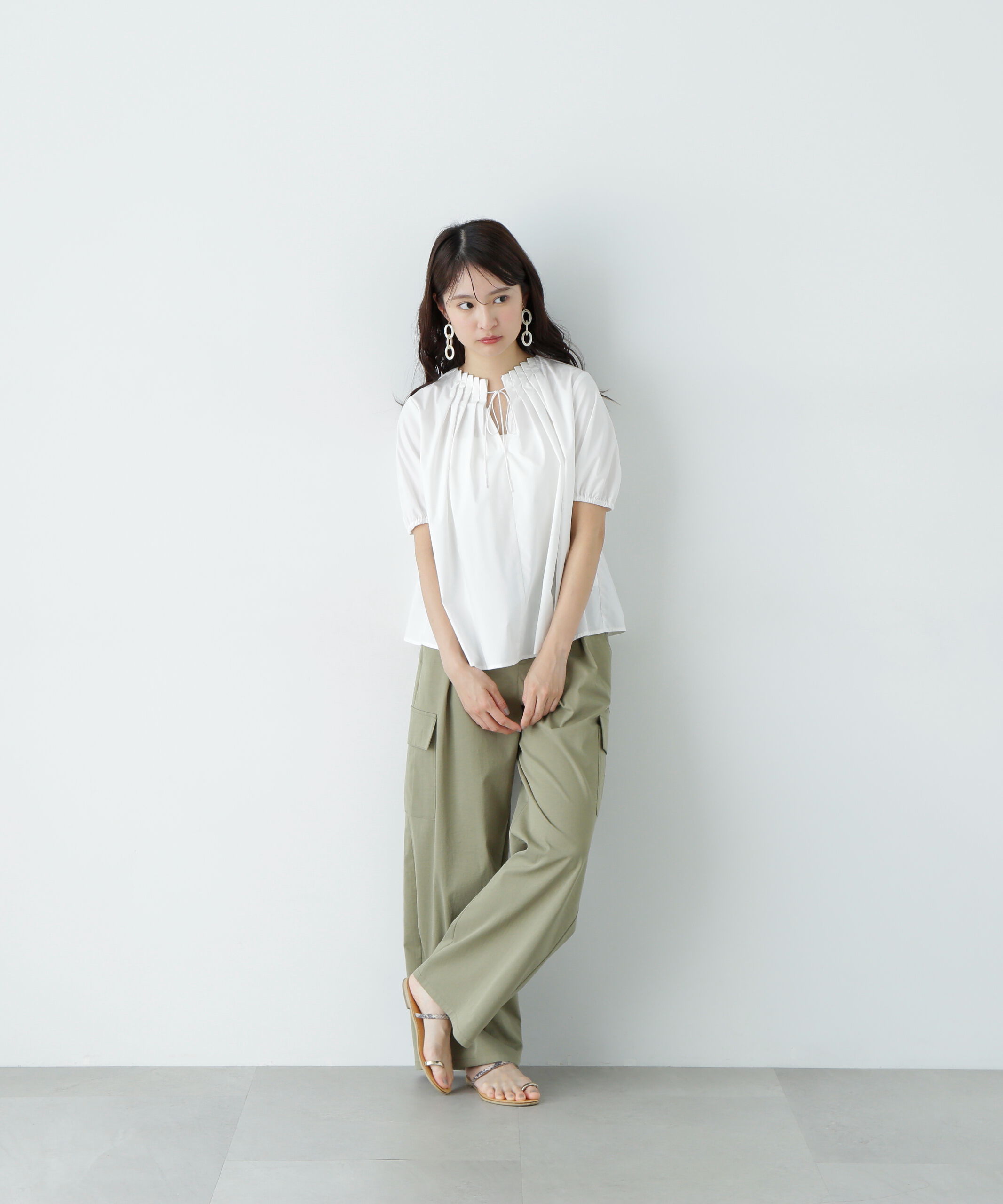  「タックカラーリボンブラウス」|シャツ・ブラウス|