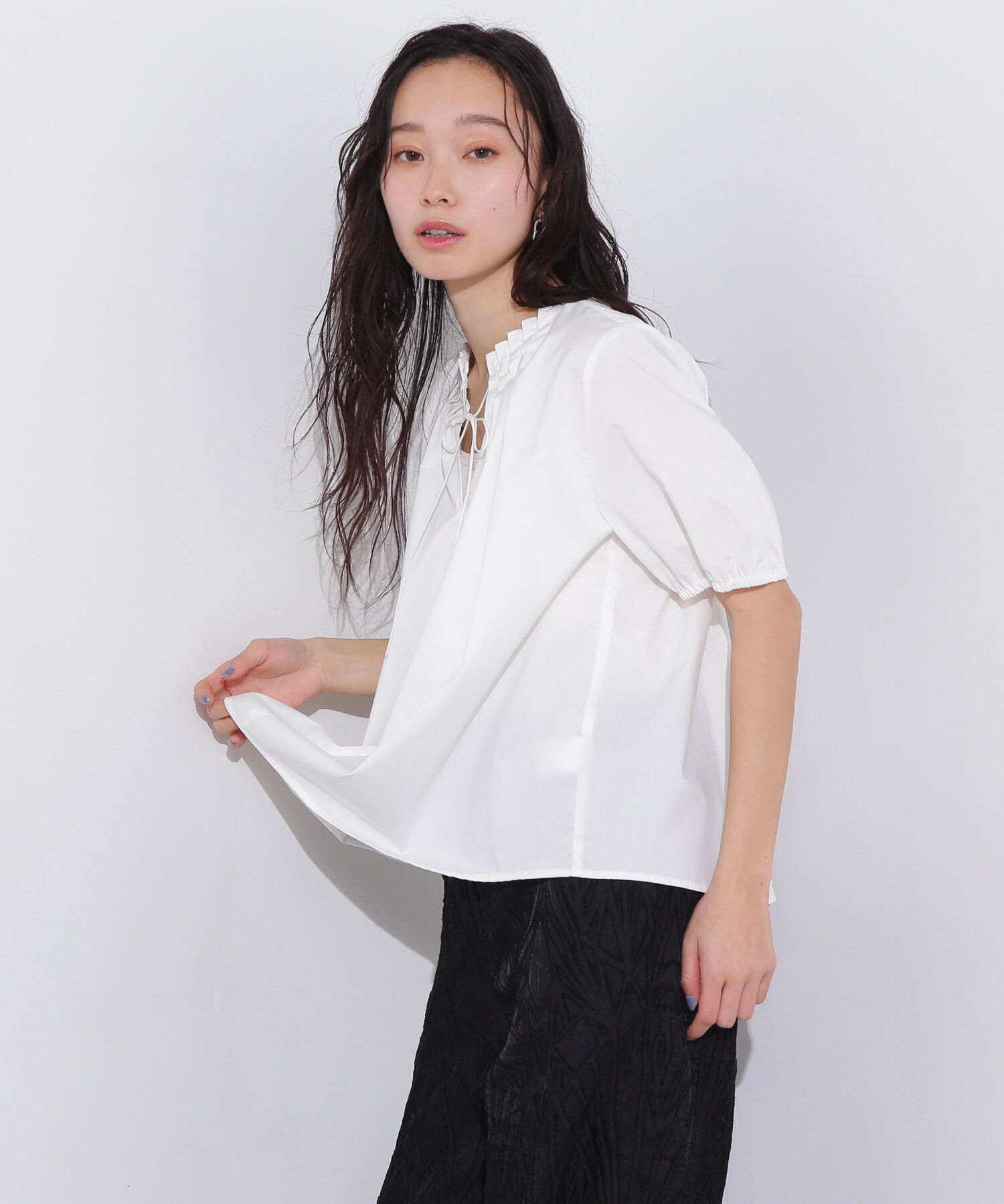  「タックカラーリボンブラウス」|シャツ・ブラウス|