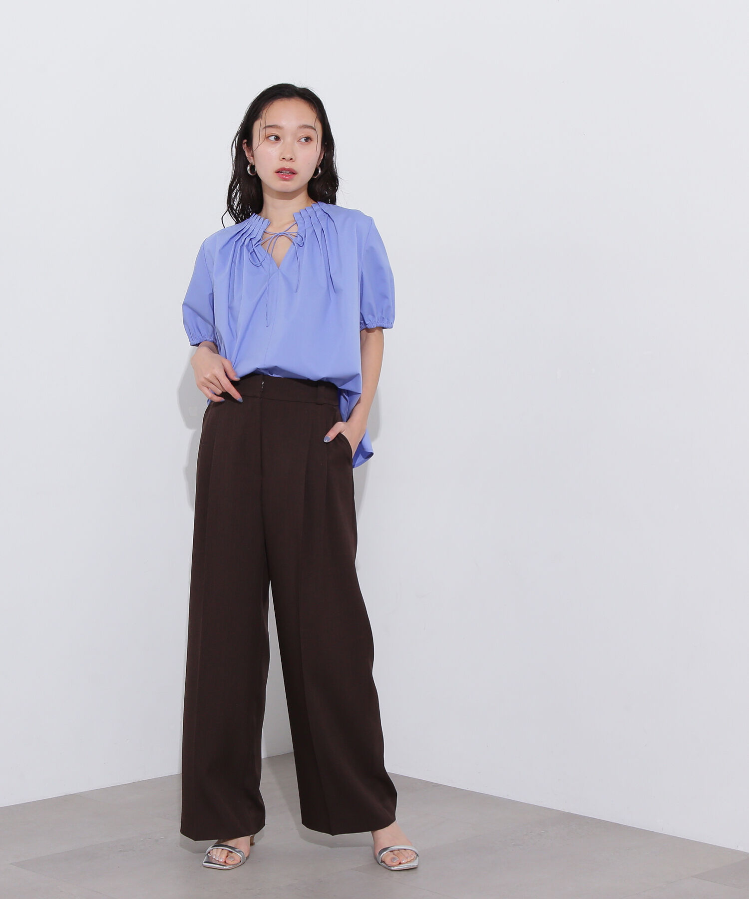  「タックカラーリボンブラウス」|シャツ・ブラウス|