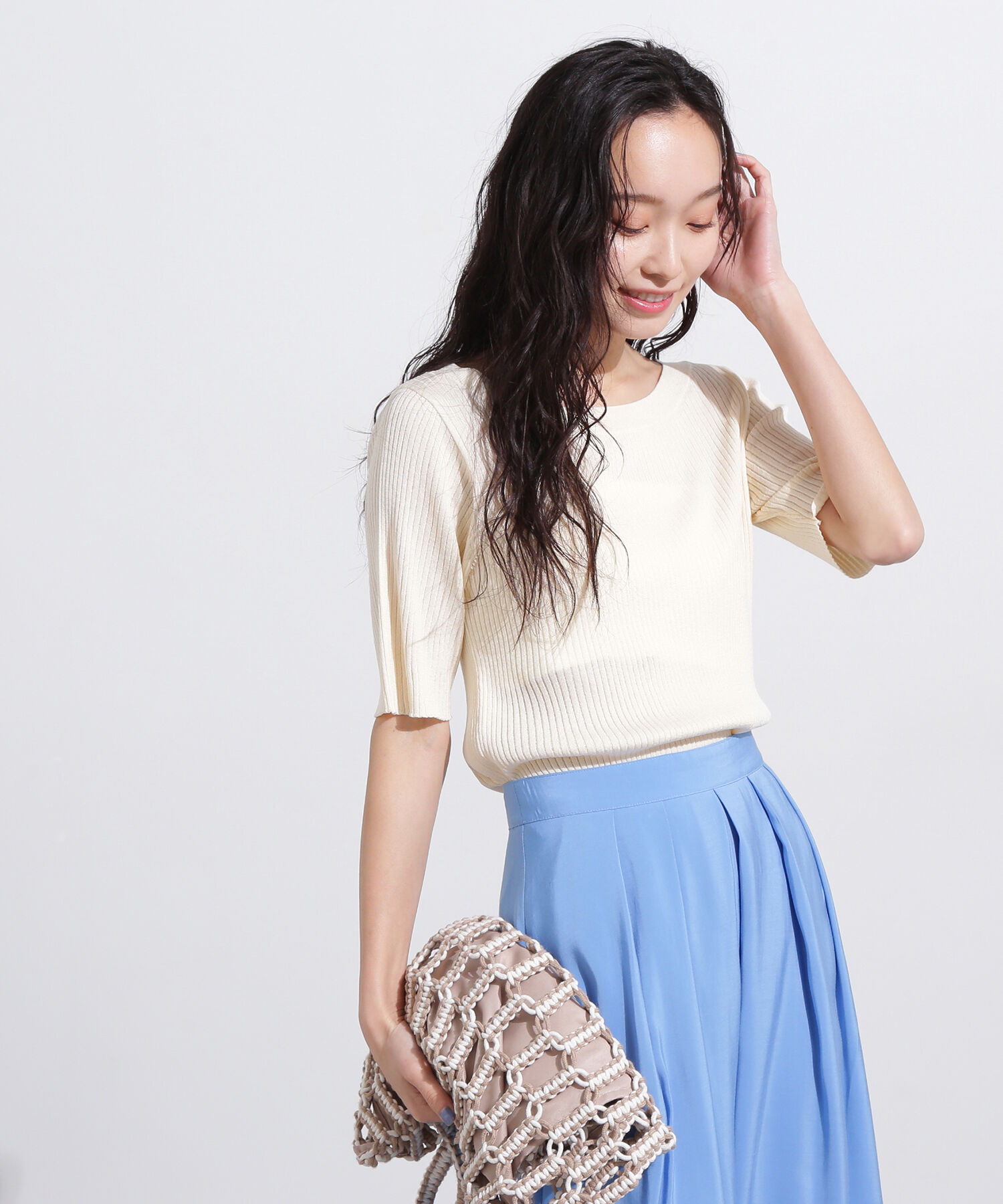  「前後2way半袖ニット」|ニット・セーター|