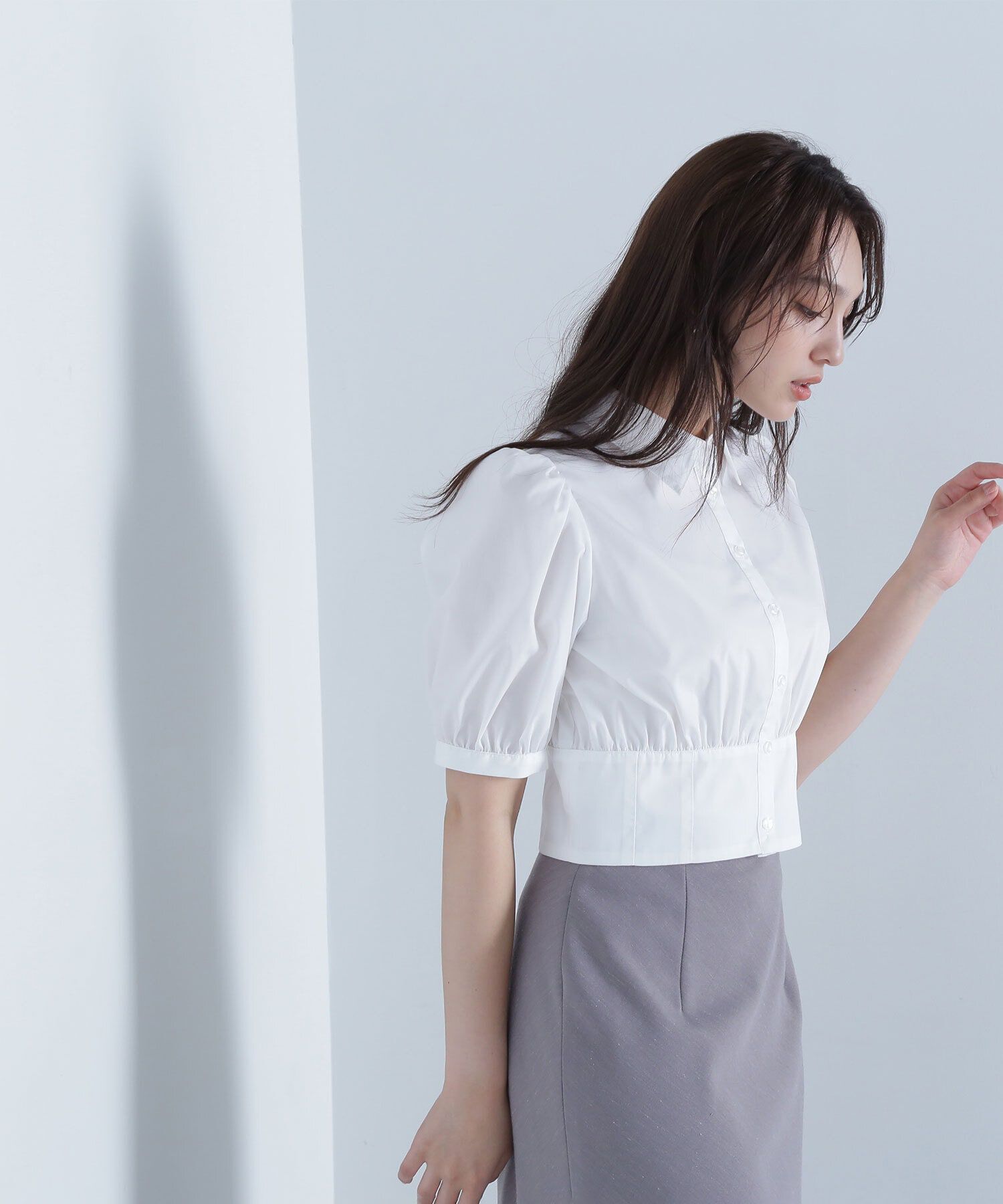  「シャツカラーコルセットブラウス」|シャツ・ブラウス|
