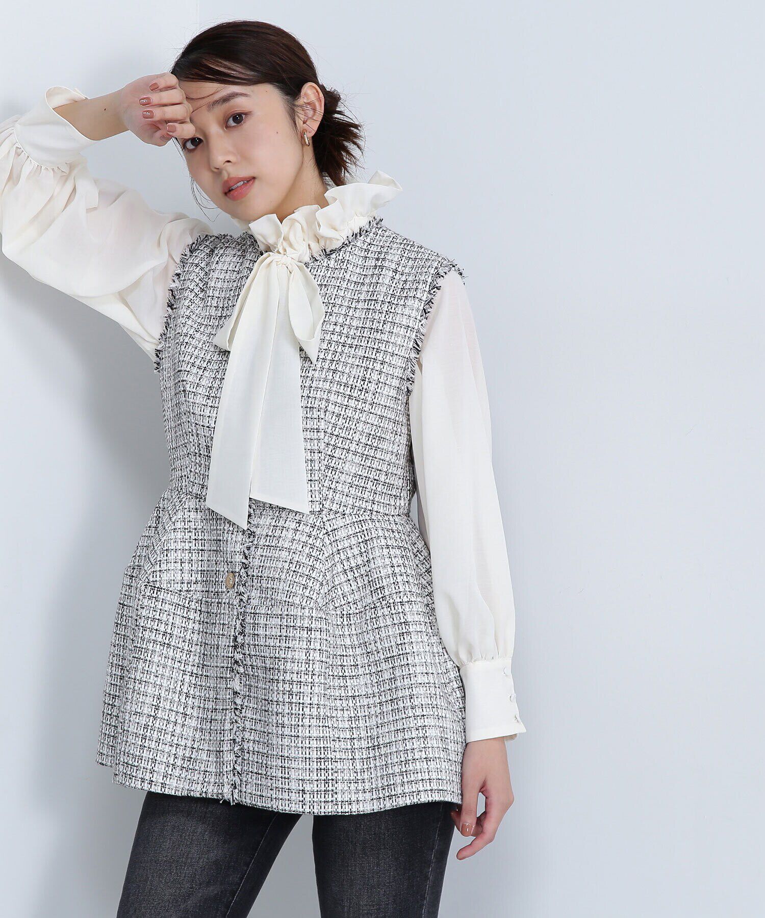  「ツイードジレシリーズ ペプラムツイードジレ　24AW」|ブルゾン・スタジャン|オフ2