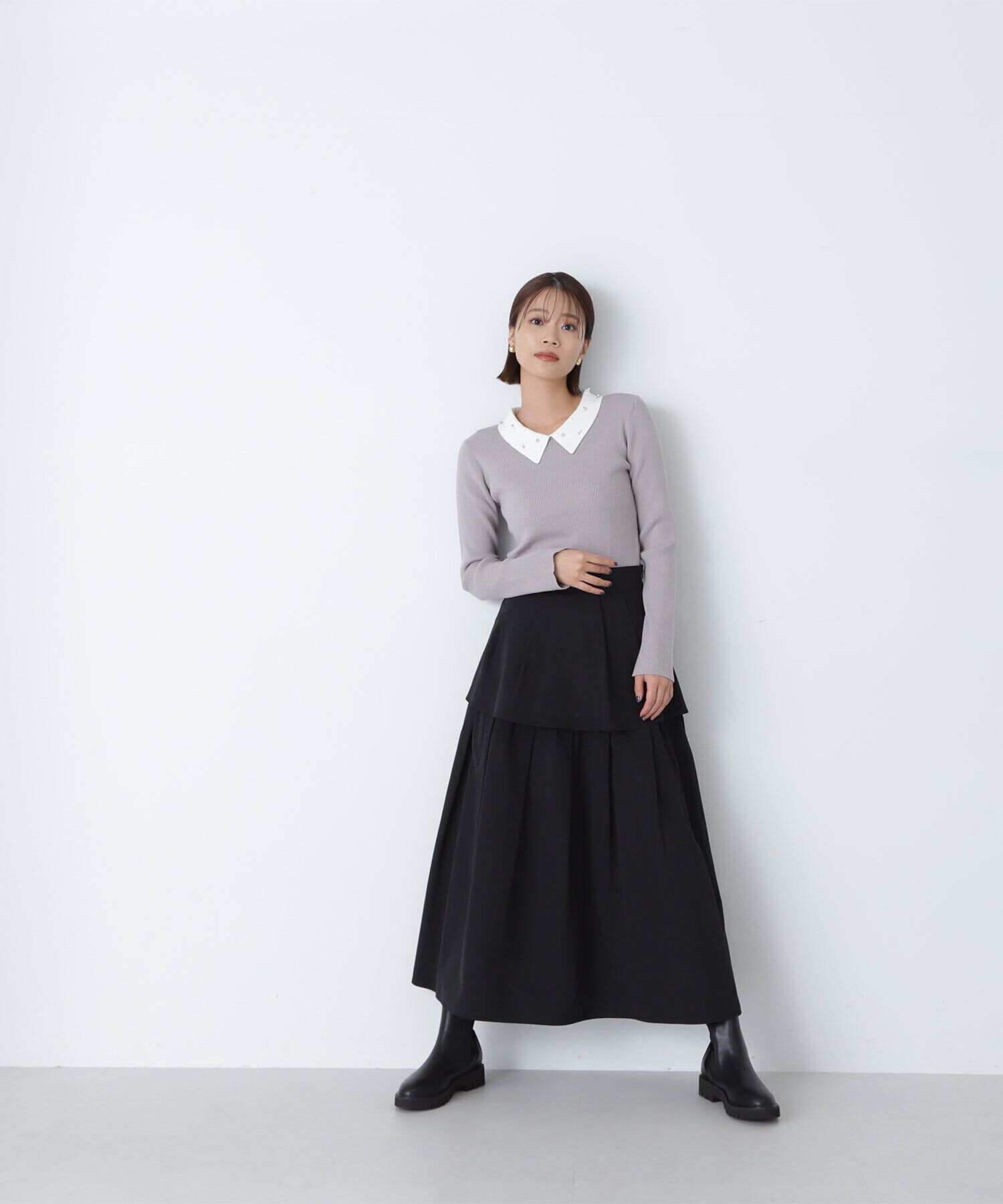  「ビジューパールカラーニット　24AW」|ニット・セーター|