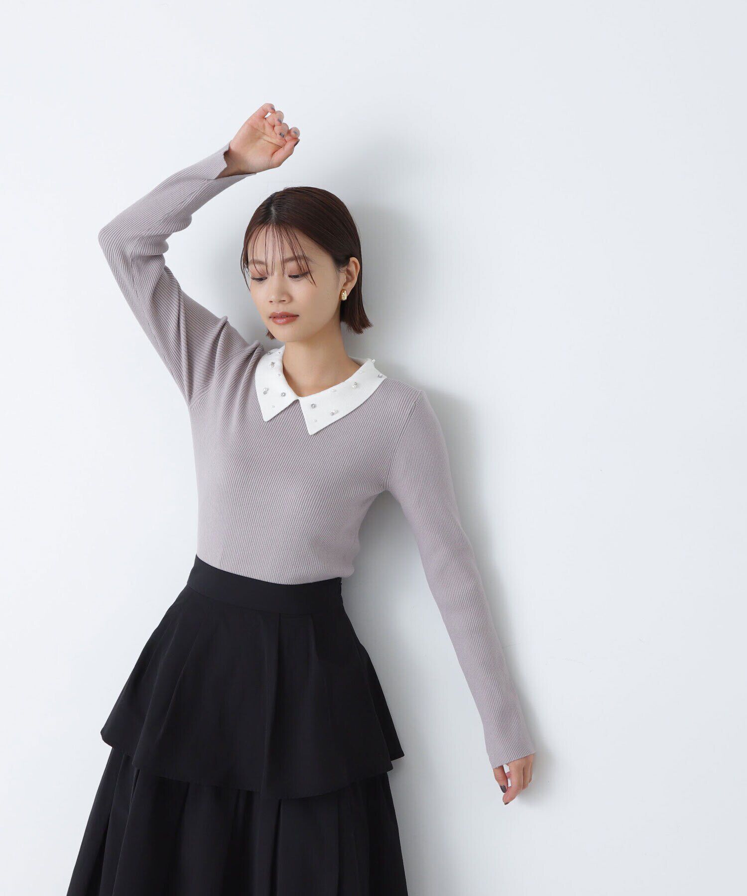  「ビジューパールカラーニット　24AW」|ニット・セーター|