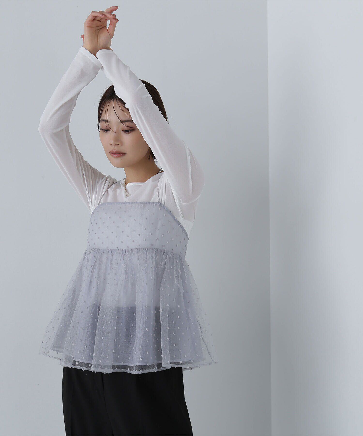  「ドットシアーキャミソール」|シャツ・ブラウス|グレー