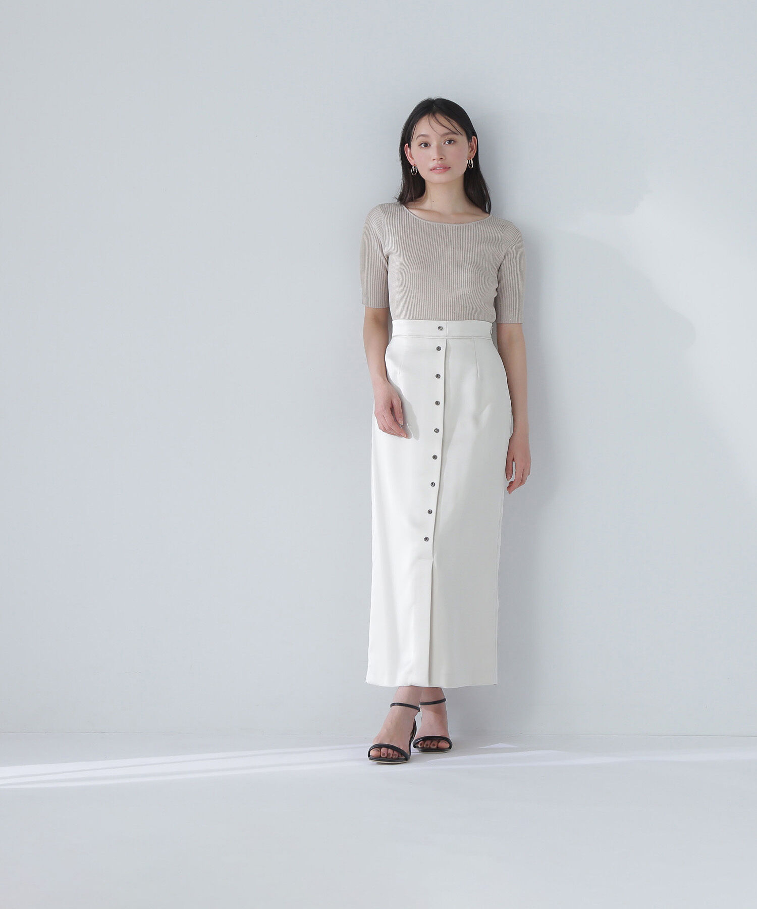  「フロントボタンナロースカート」|スカート|