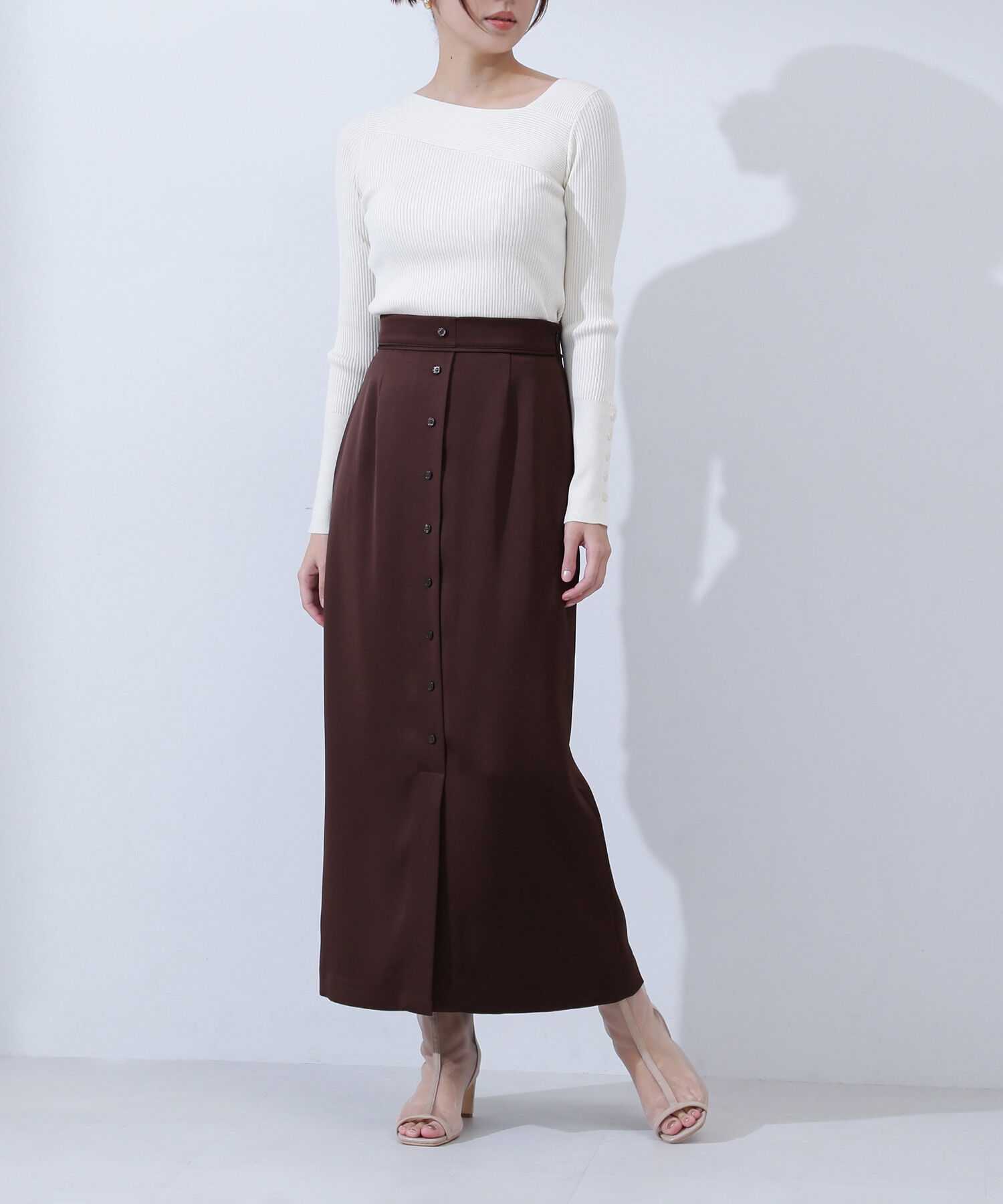  「フロントボタンナロースカート」|スカート|