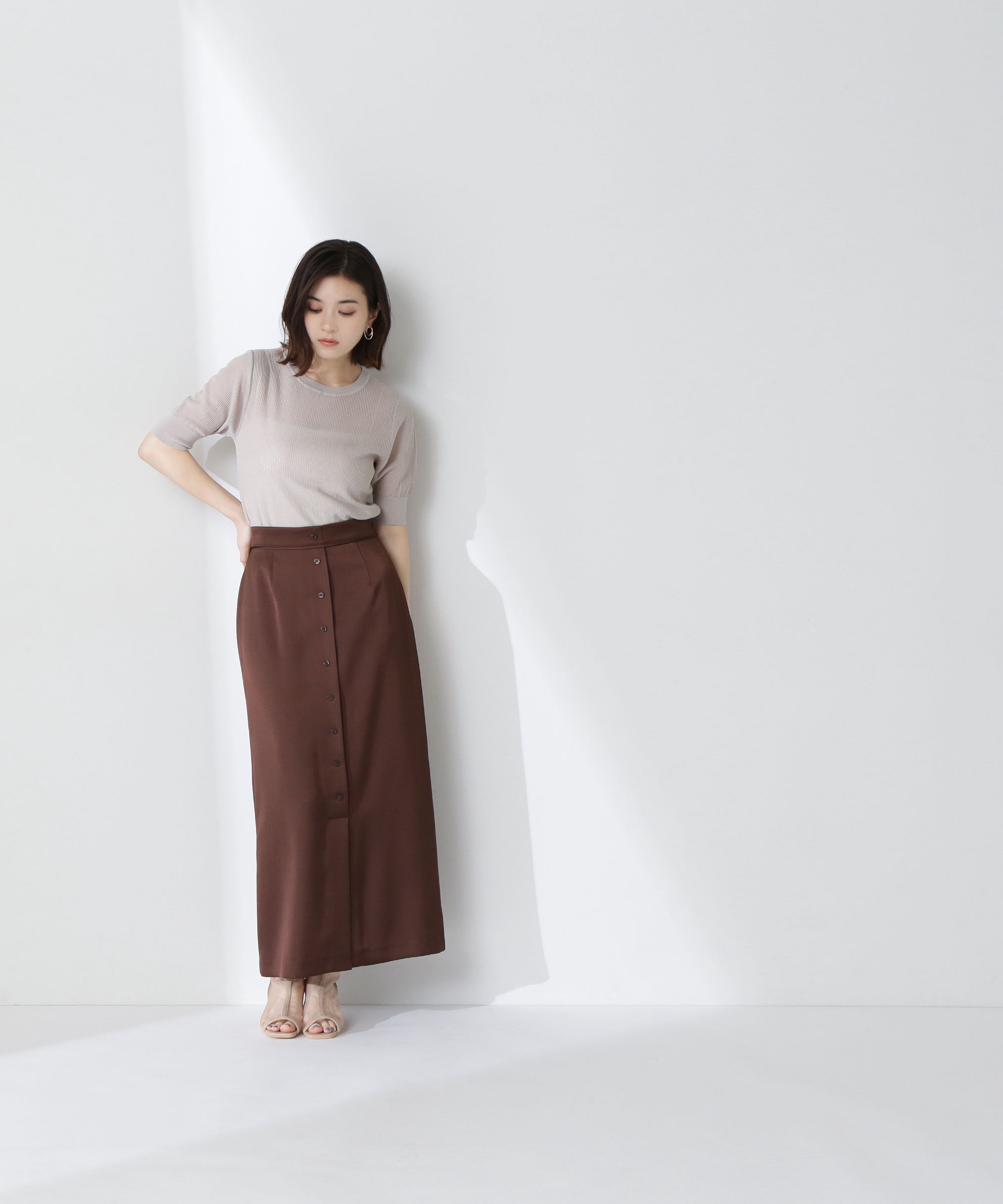  「フロントボタンナロースカート」|スカート|