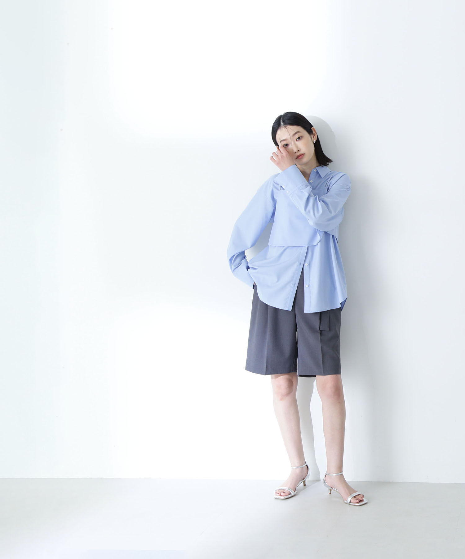  「マニッシュパンツシリーズ ショートパンツ」|その他|チャコール1