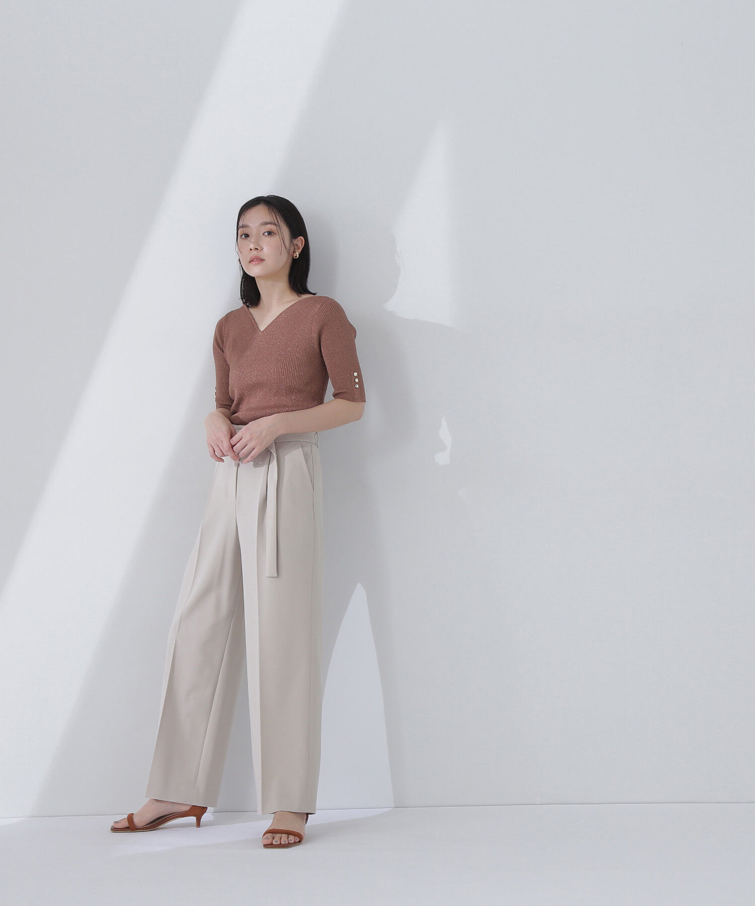  「スクエアバックルベルテッドパンツ」|その他|ベージュ