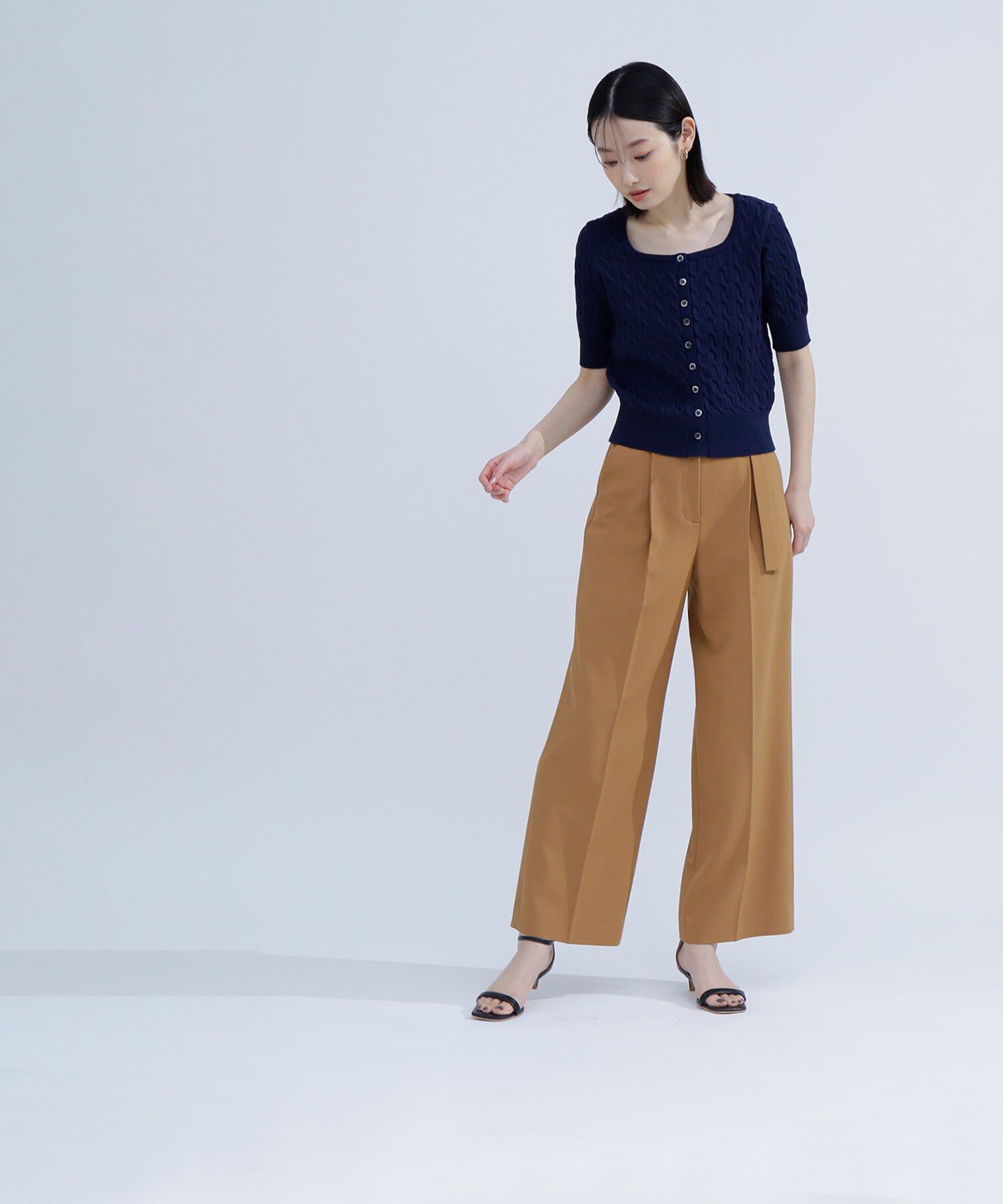  「スクエアバックルベルテッドパンツ」|その他|キャメル1