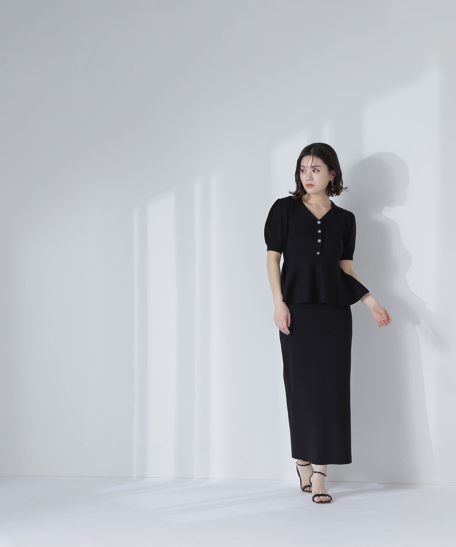  「ペプラムニット＆スカートセット」|ワンピース|