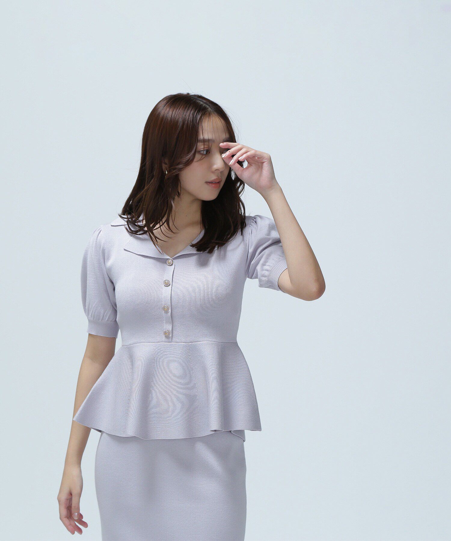  「ペプラムニット＆スカートセット」|ワンピース|