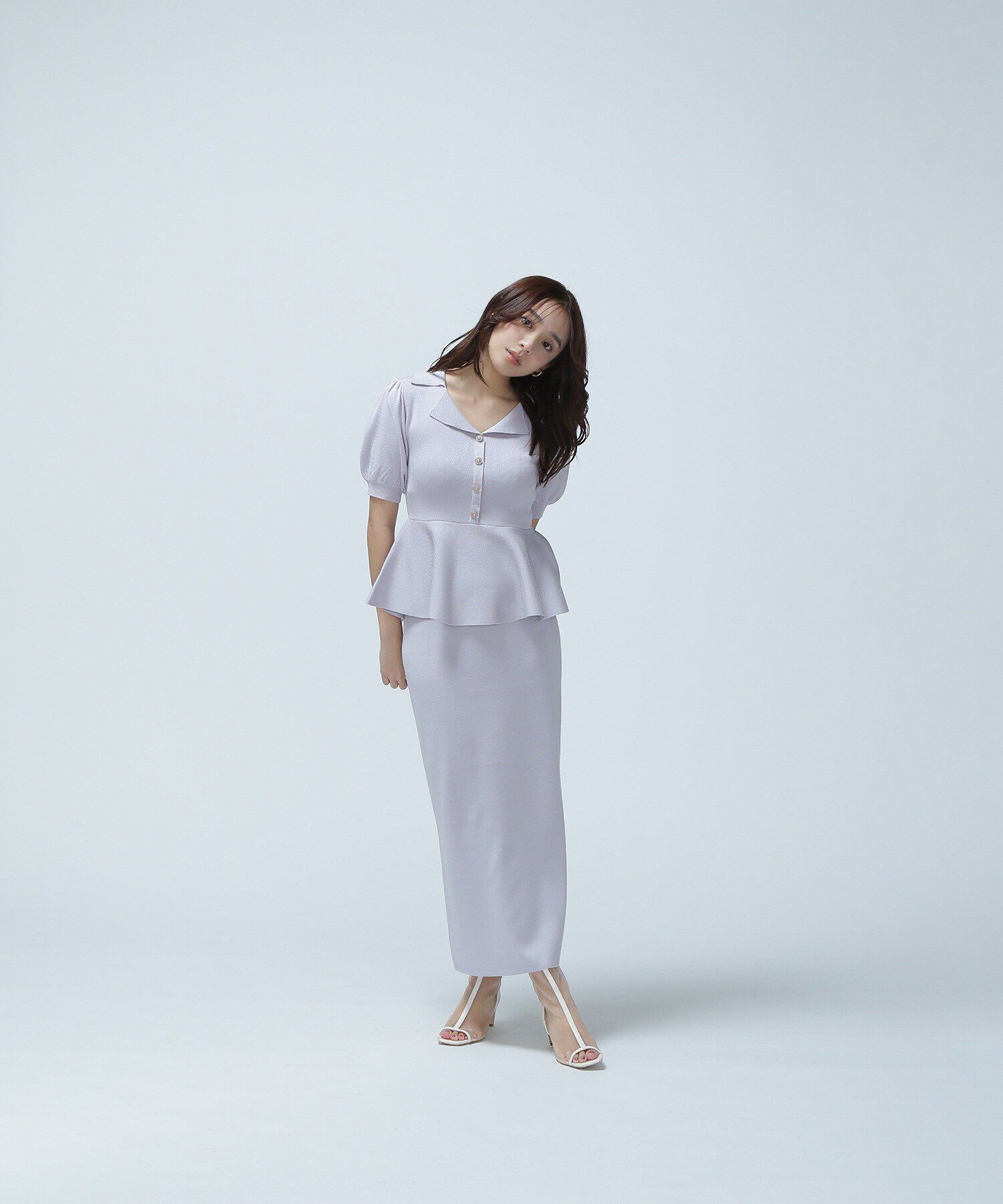  「ペプラムニット＆スカートセット」|ワンピース|