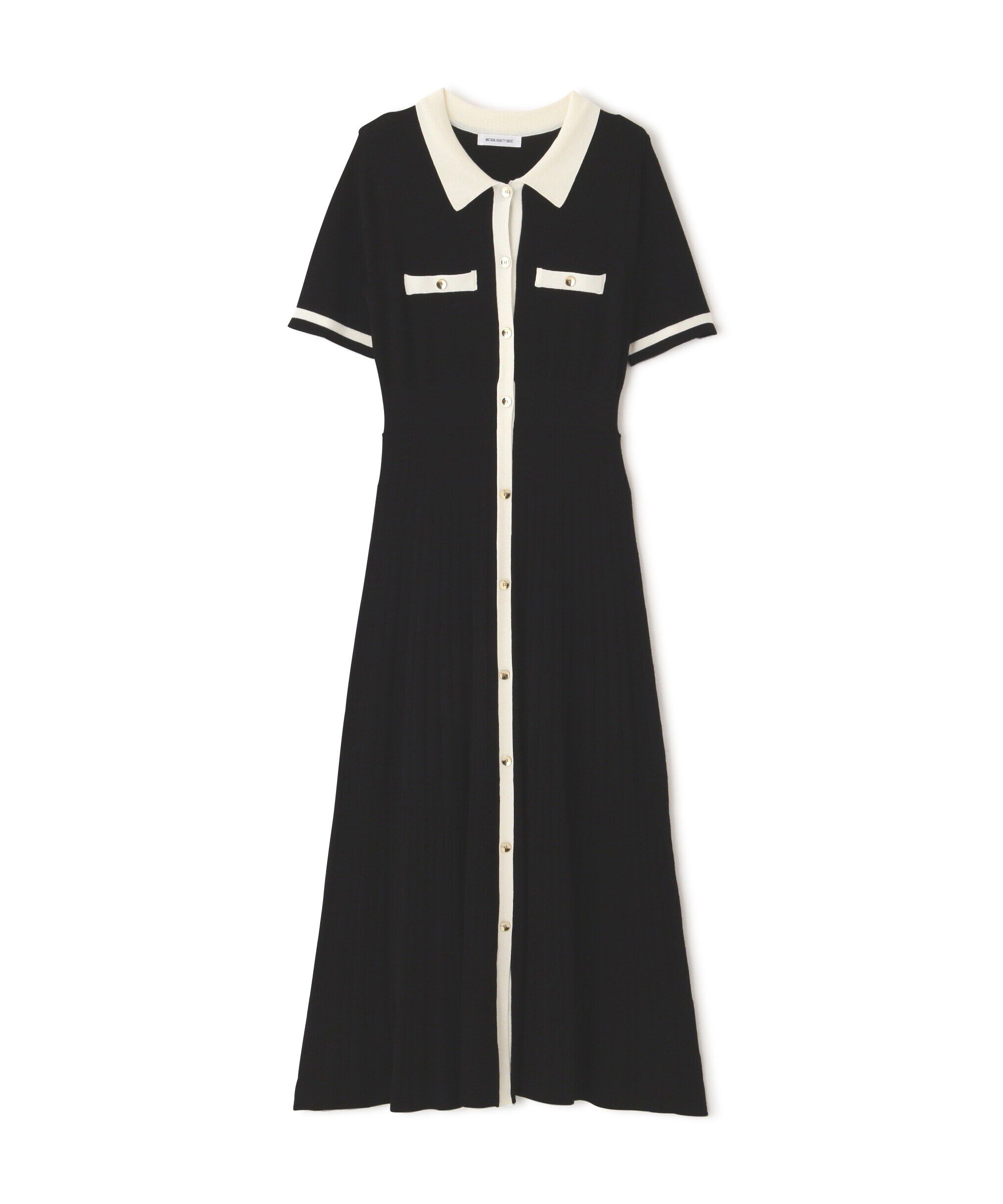  「ポロバイカラーニットワンピース」|ワンピース|