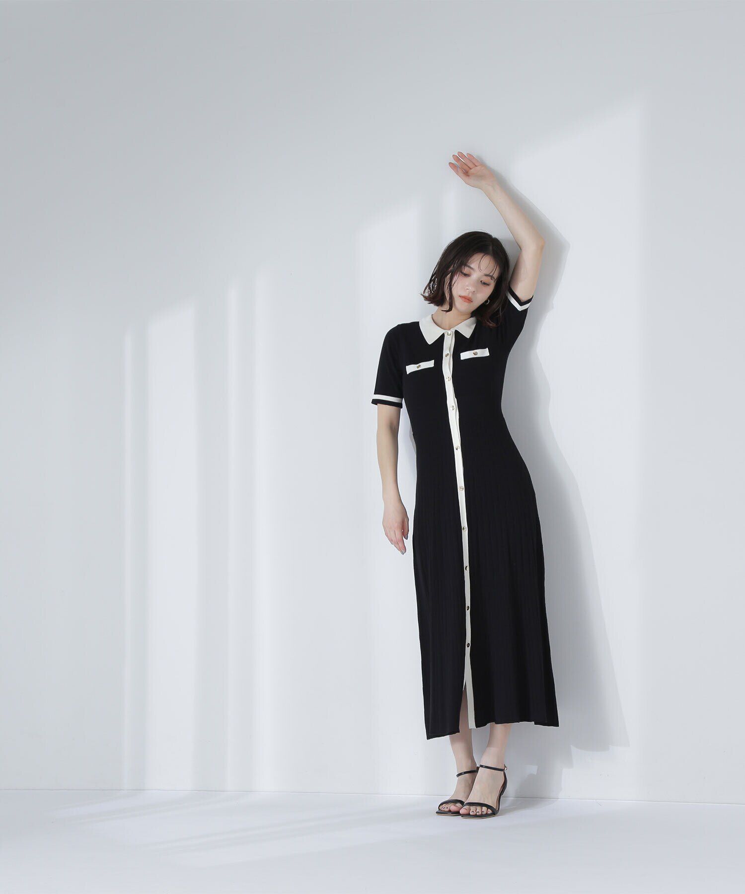  「ポロバイカラーニットワンピース」|ワンピース|